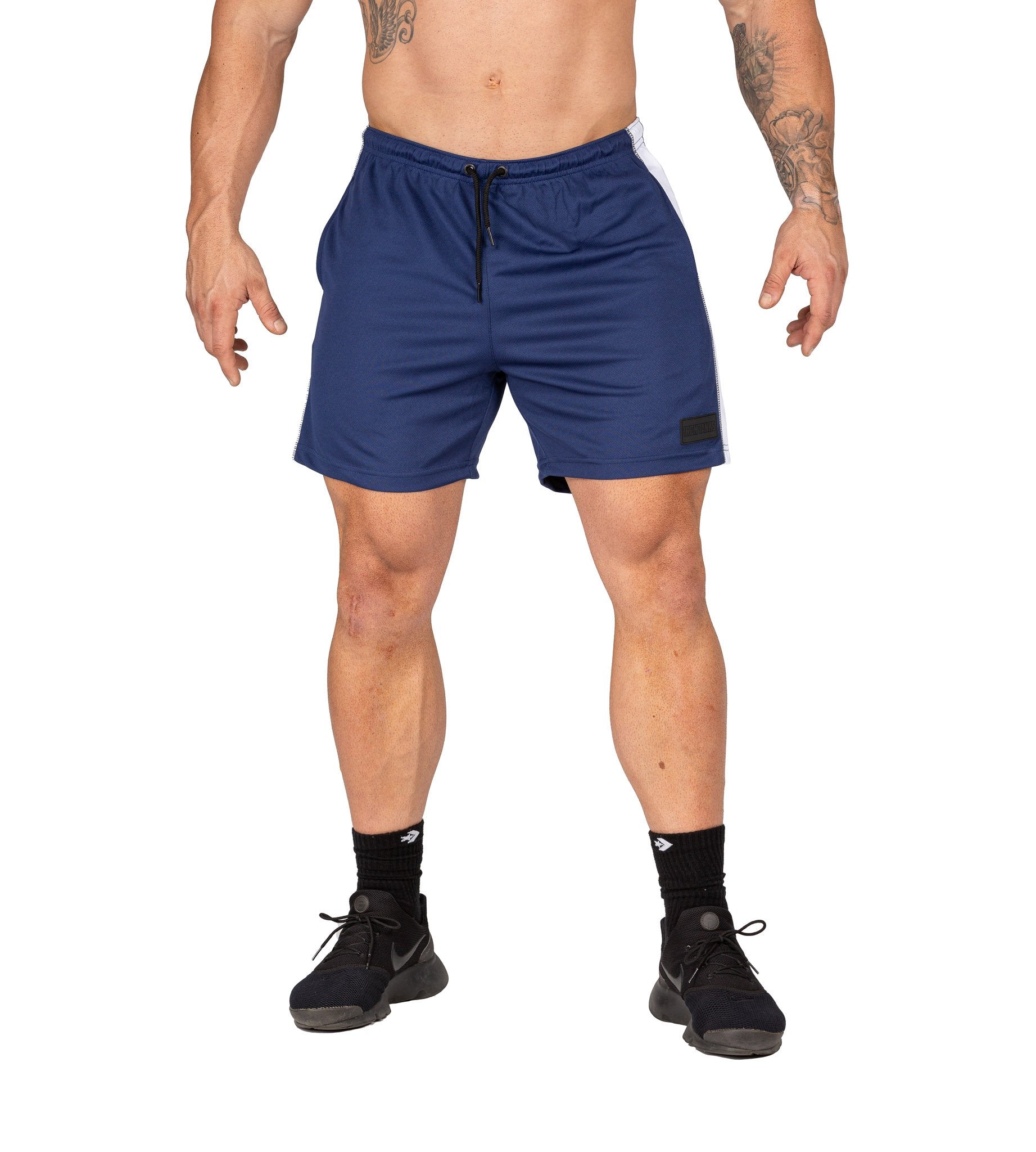 Mens Mesh Gym Shorts Navy Bodybuilding Training Workout | Iron Tanks
