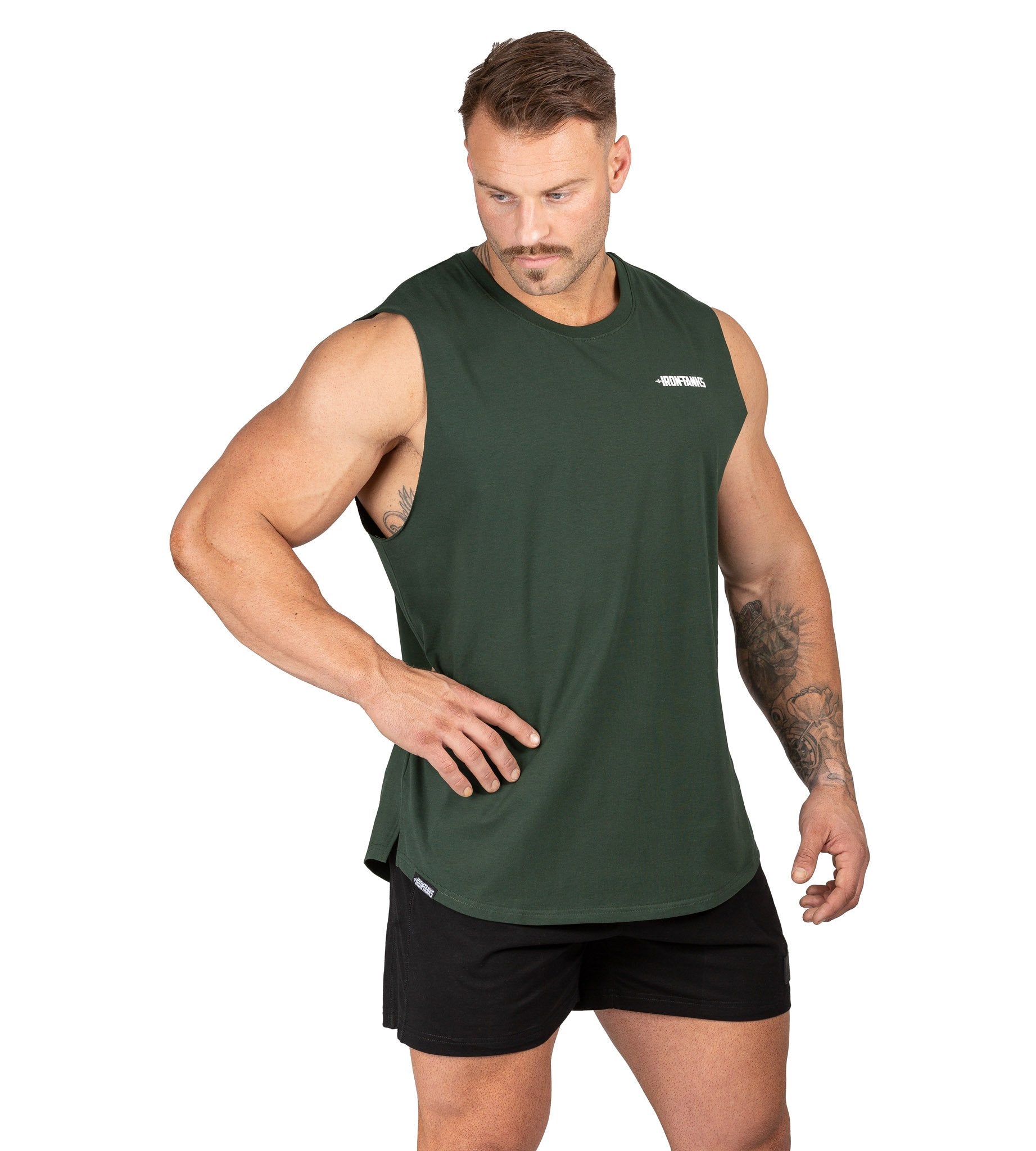 Mens Muscle Gym Singlet Tank Bodybuilding Shirt Khaki Green Iron Tanks