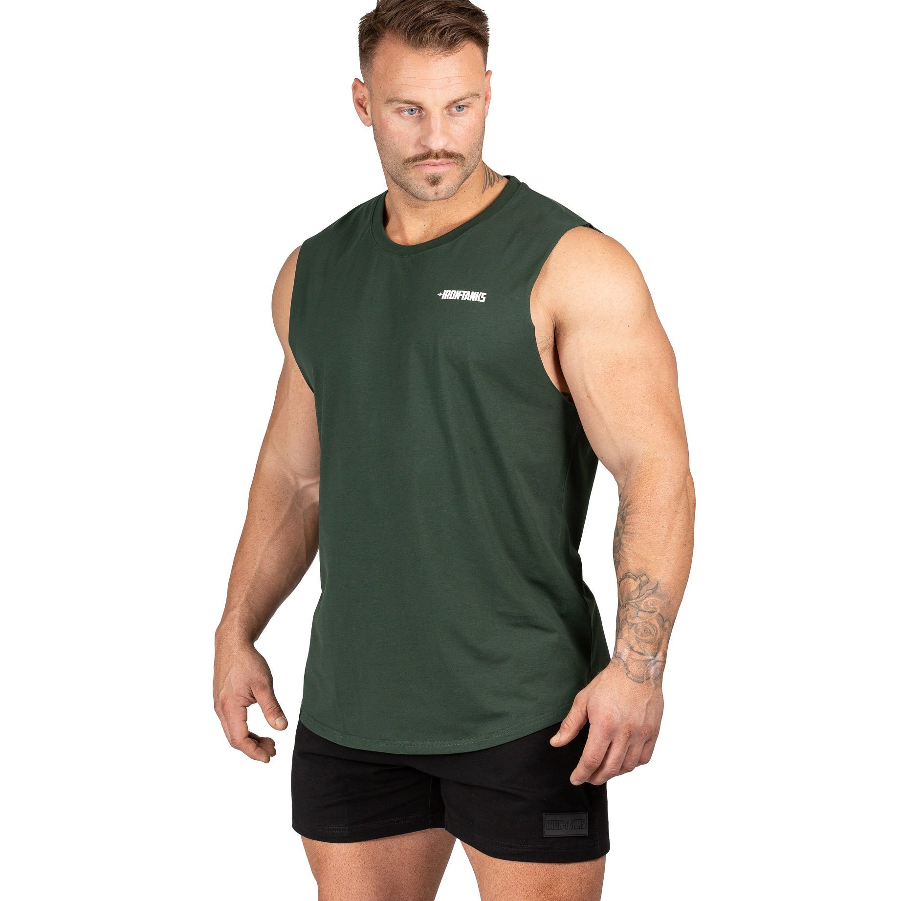 Mens Muscle Gym Singlet Tank Bodybuilding Shirt Khaki Green Iron Tanks