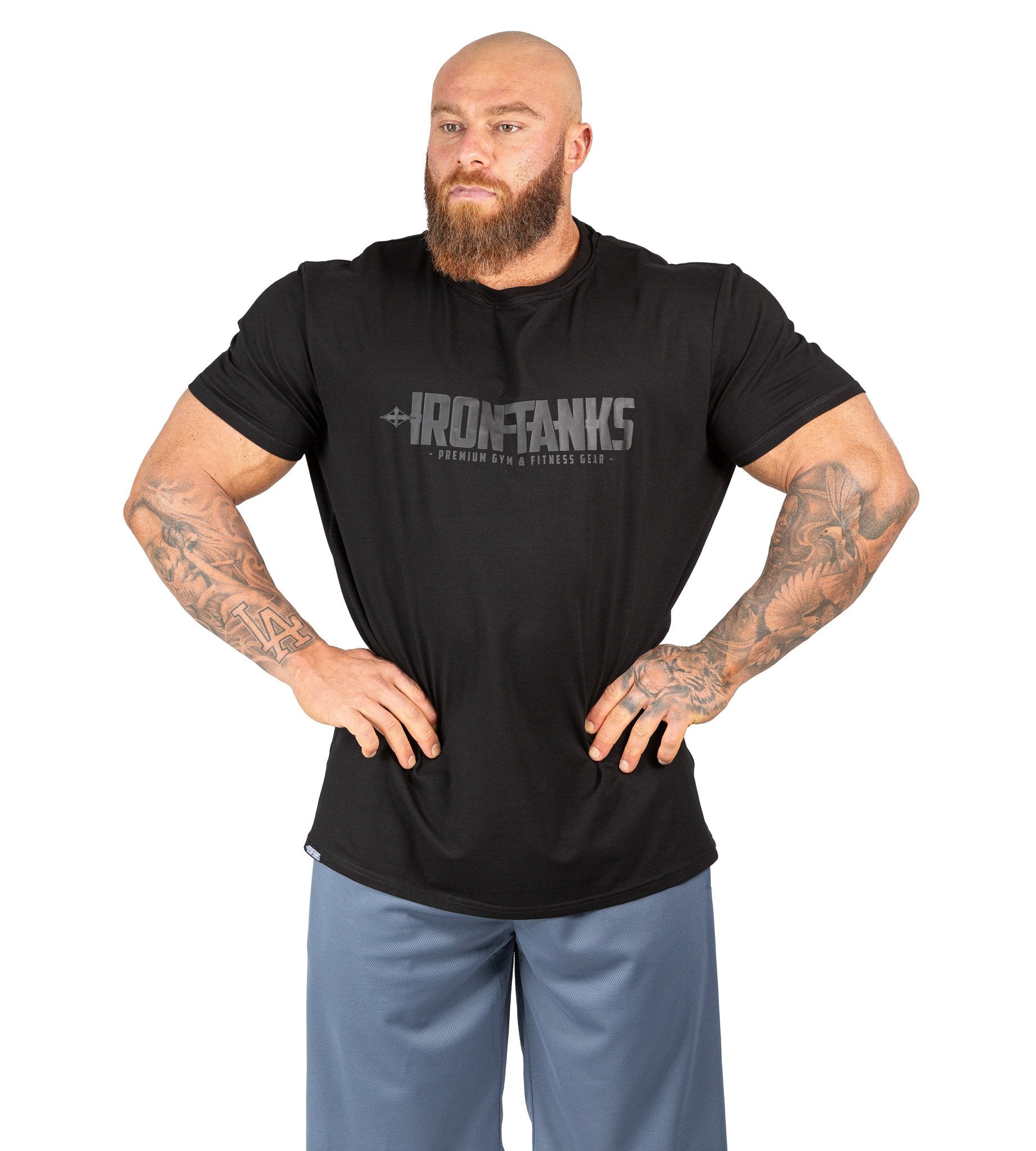 Mens Muscle Gym Tee Bodybuilding Workout T Shirt Black | Iron Tanks