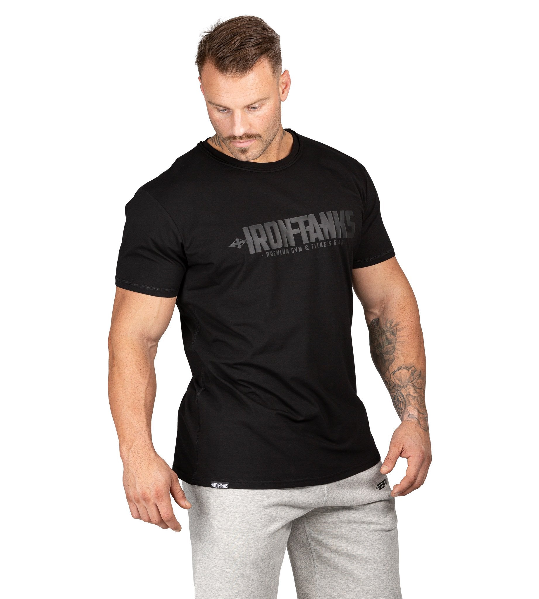 Mens Muscle Gym Tee Bodybuilding Workout T Shirt Black | Iron Tanks
