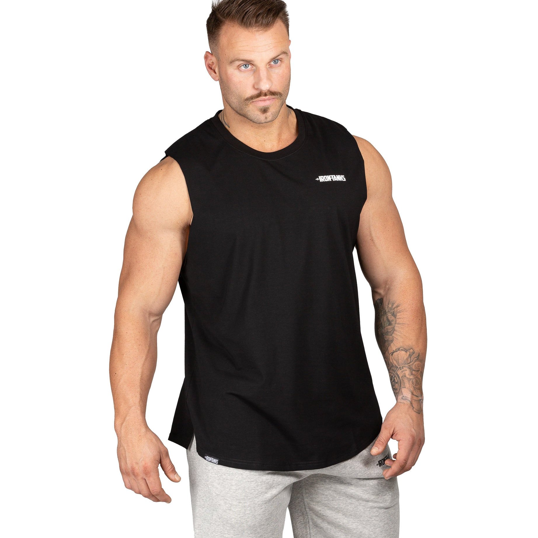 Mens Muscle Tank Black | Gym Bodybuilding Workout Singlet | Iron Tanks