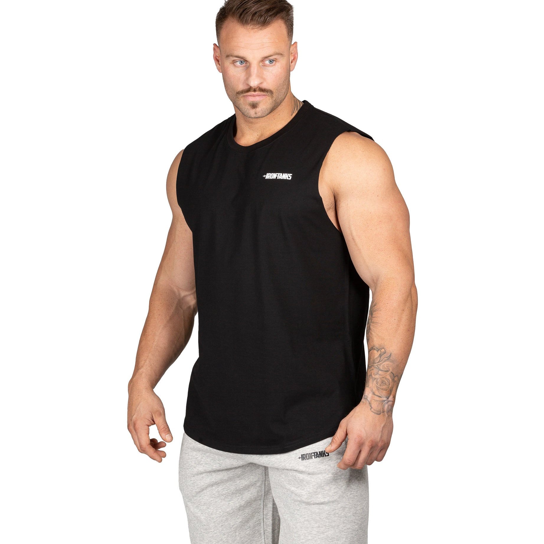 Mens Muscle Tank Black | Gym Bodybuilding Workout Singlet | Iron Tanks