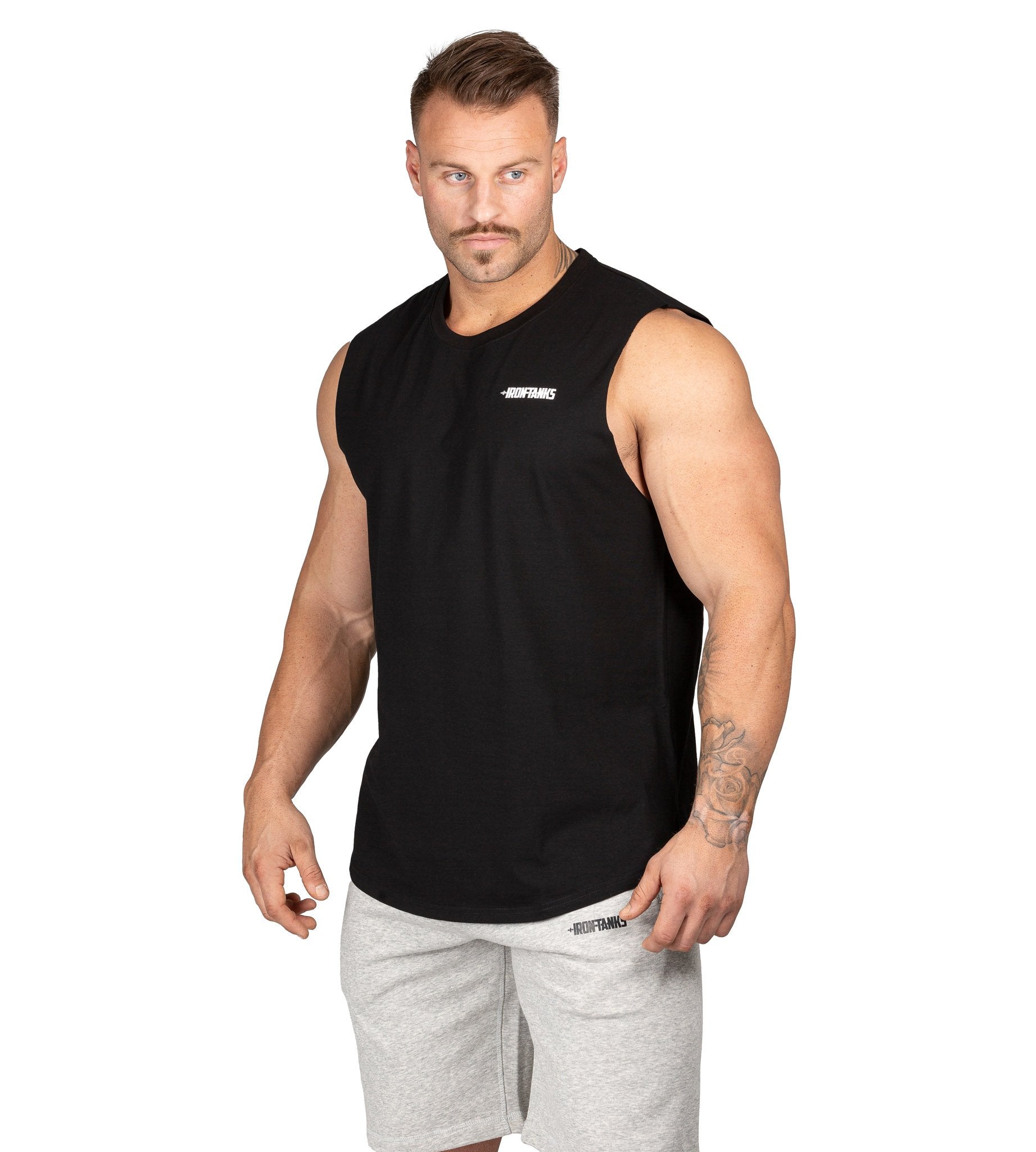 Mens Muscle Tank Black | Gym Bodybuilding Workout Singlet | Iron Tanks