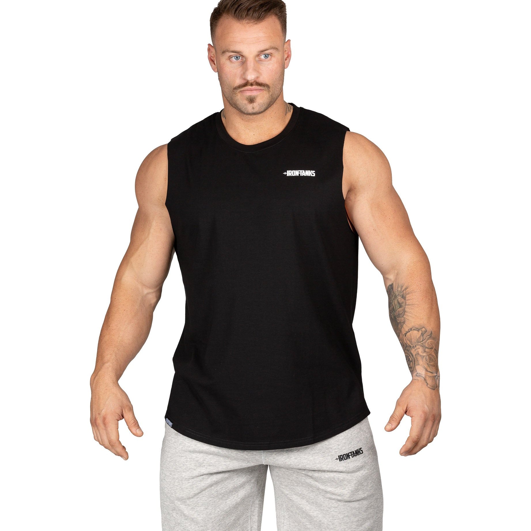Mens Muscle Tank Black | Gym Bodybuilding Workout Singlet | Iron Tanks