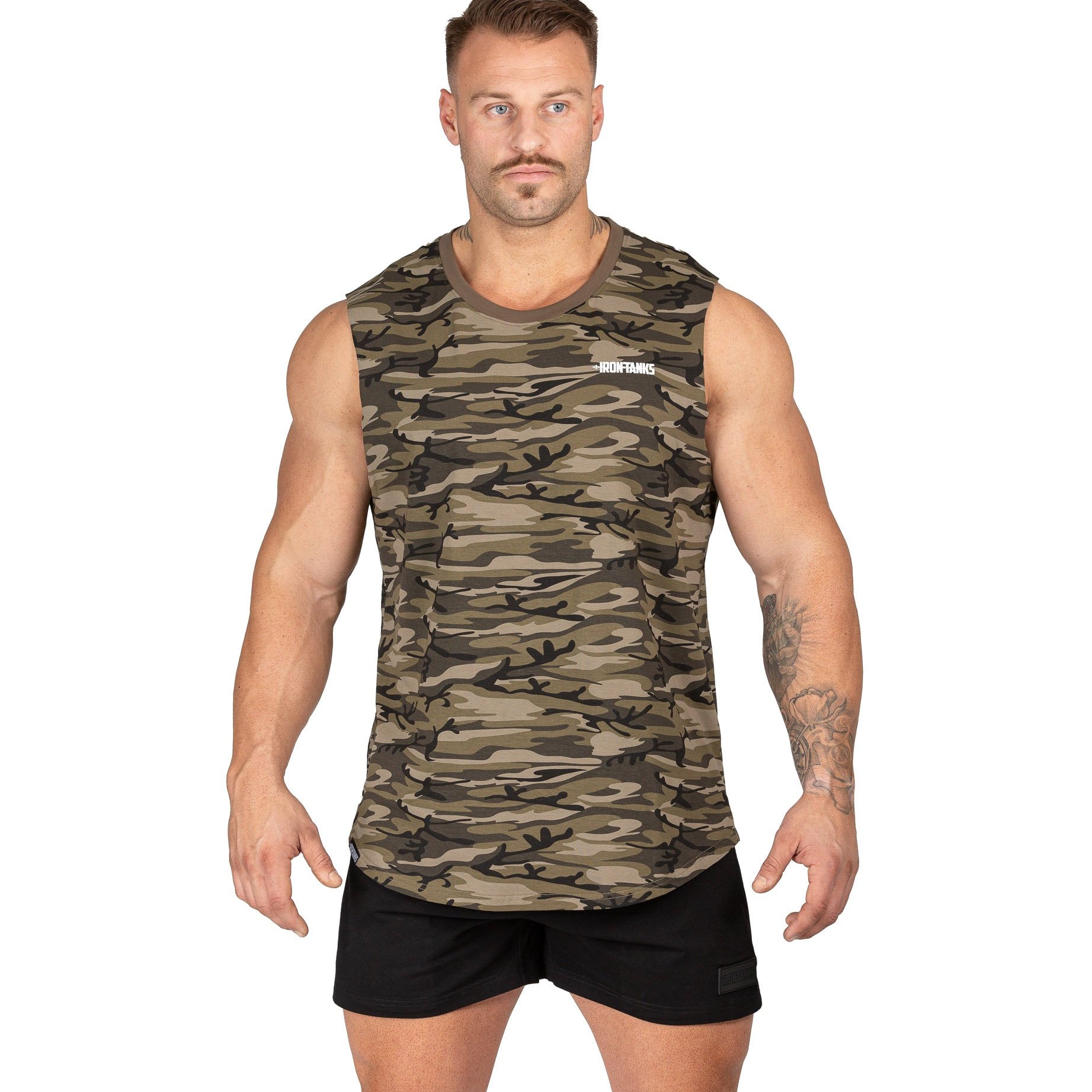Mens Muscle Tank Camo Gym Bodybuilding Workout Singlet | Iron Tanks