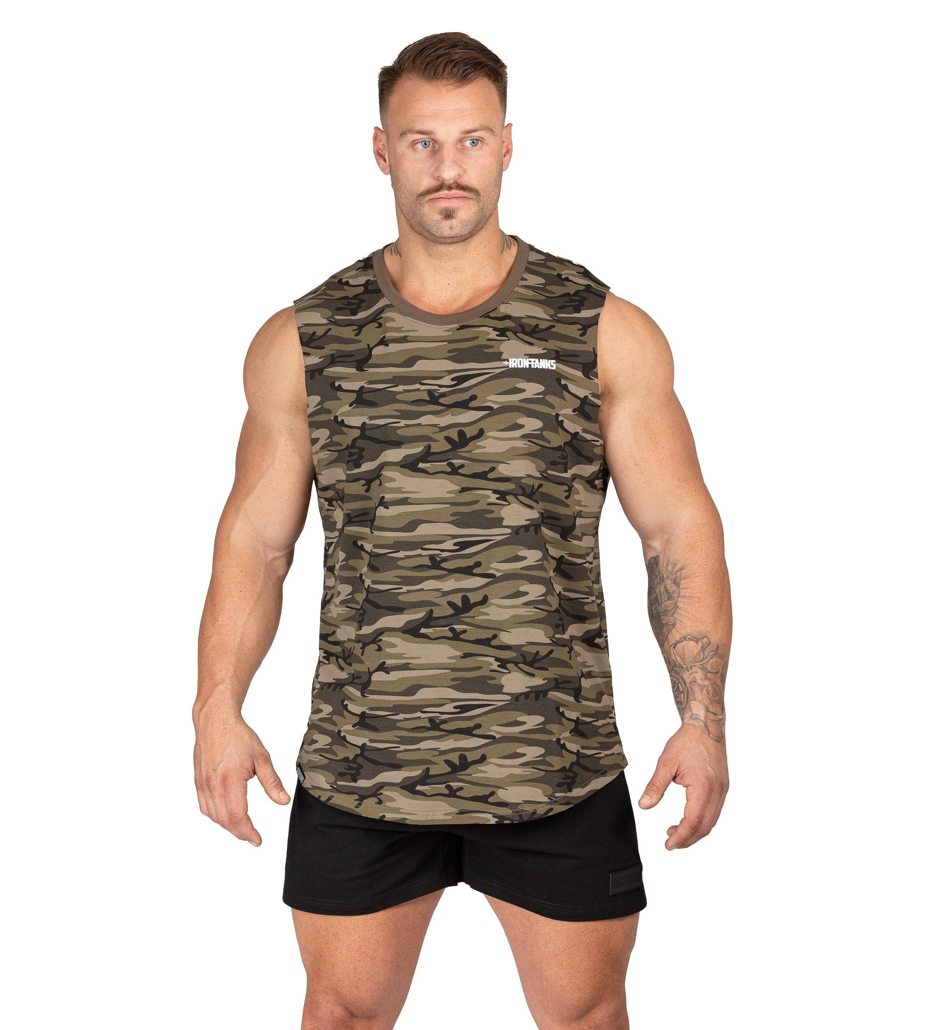 Mens Muscle Tank Camo Gym Bodybuilding Workout Singlet | Iron Tanks