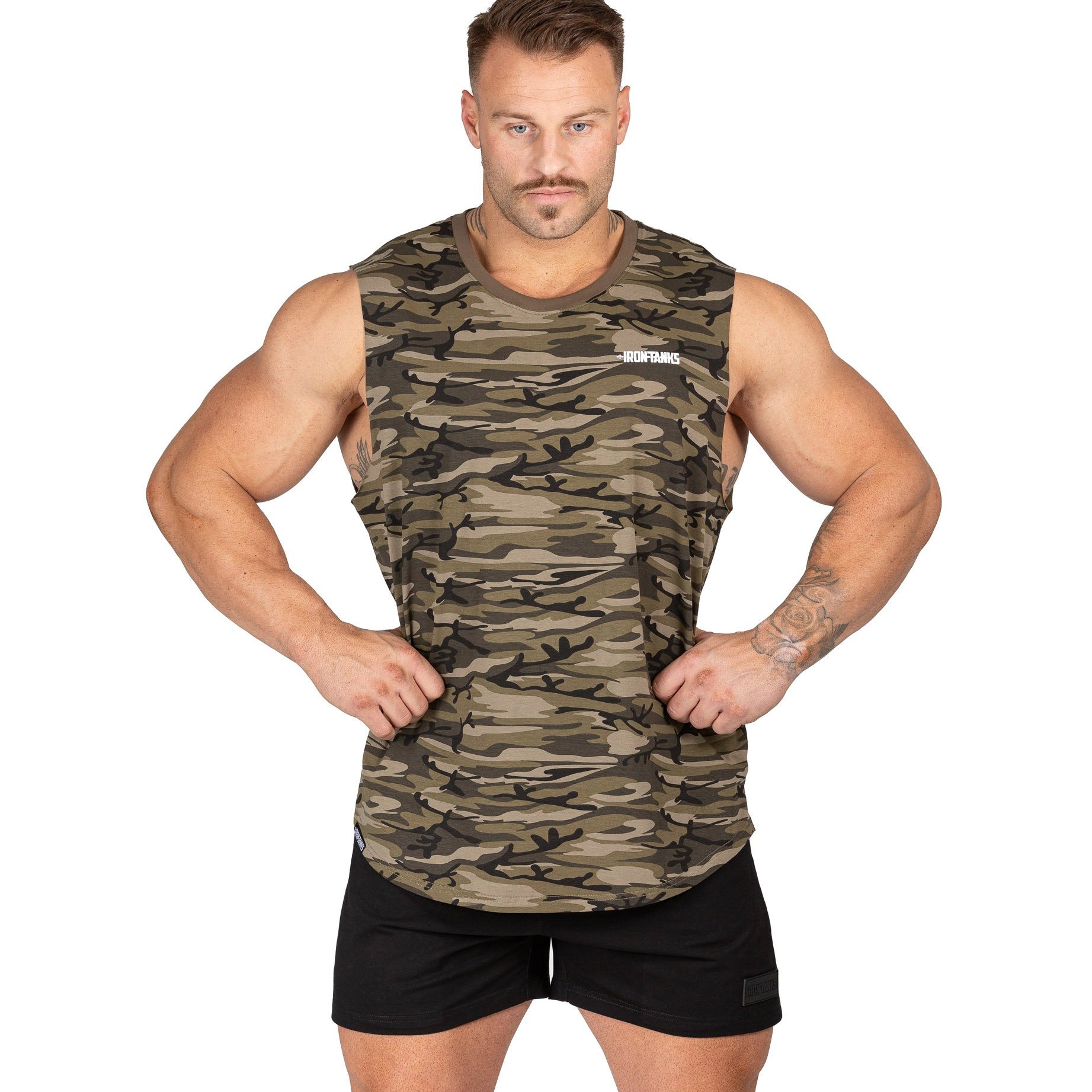 Mens Muscle Tank Camo Gym Bodybuilding Workout Singlet | Iron Tanks