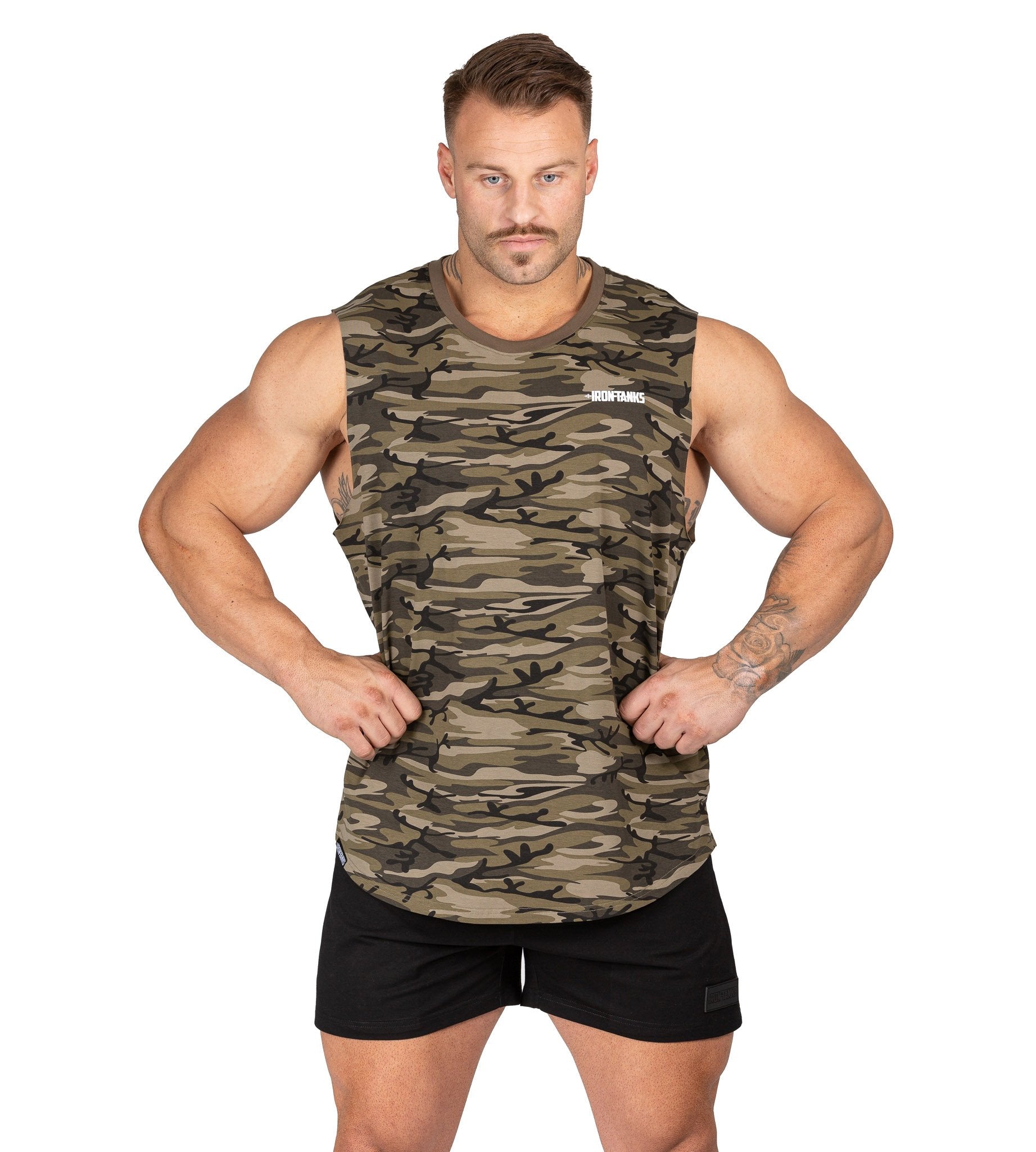 Mens Muscle Tank Camo Gym Bodybuilding Workout Singlet | Iron Tanks