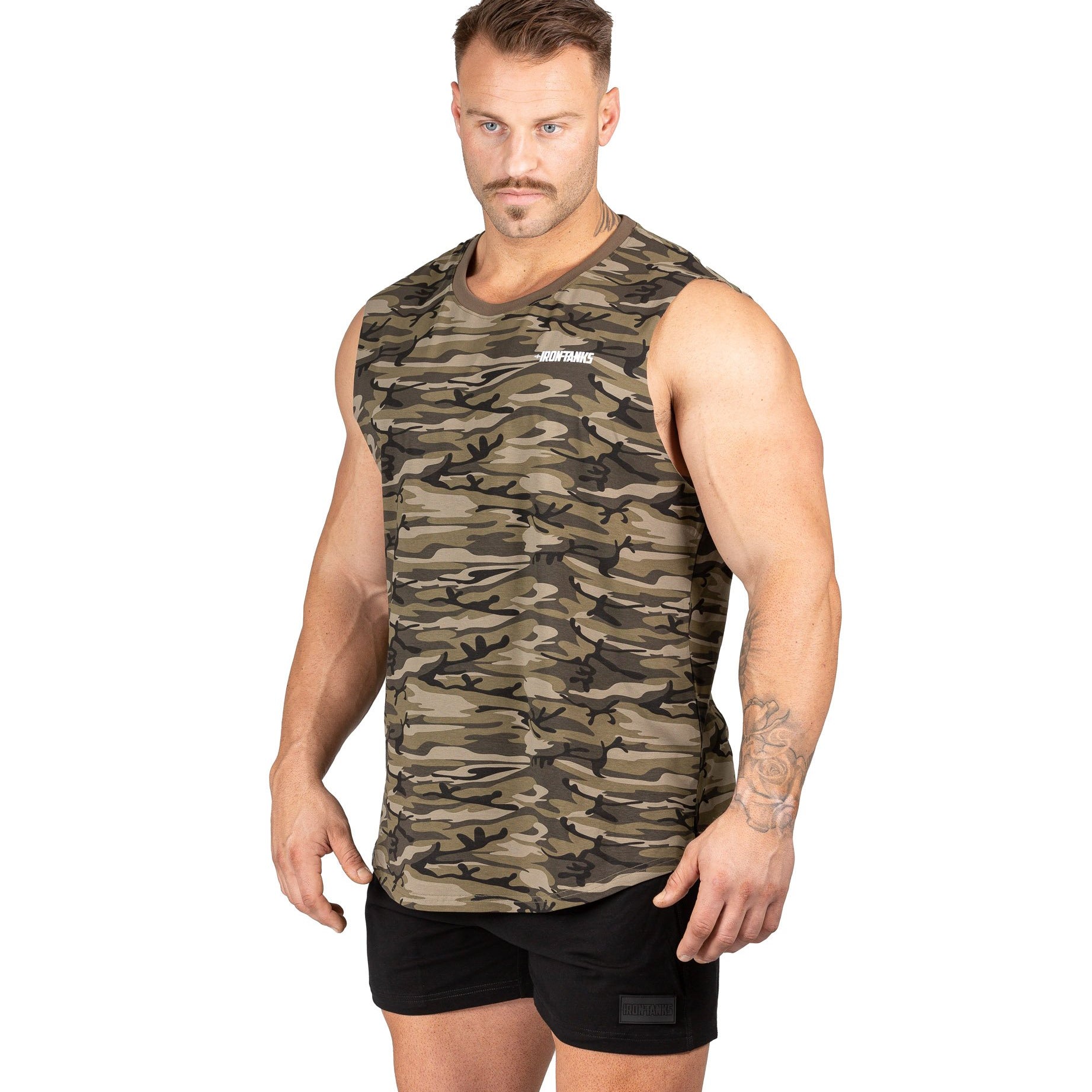 Mens Muscle Tank Camo Gym Bodybuilding Workout Singlet | Iron Tanks