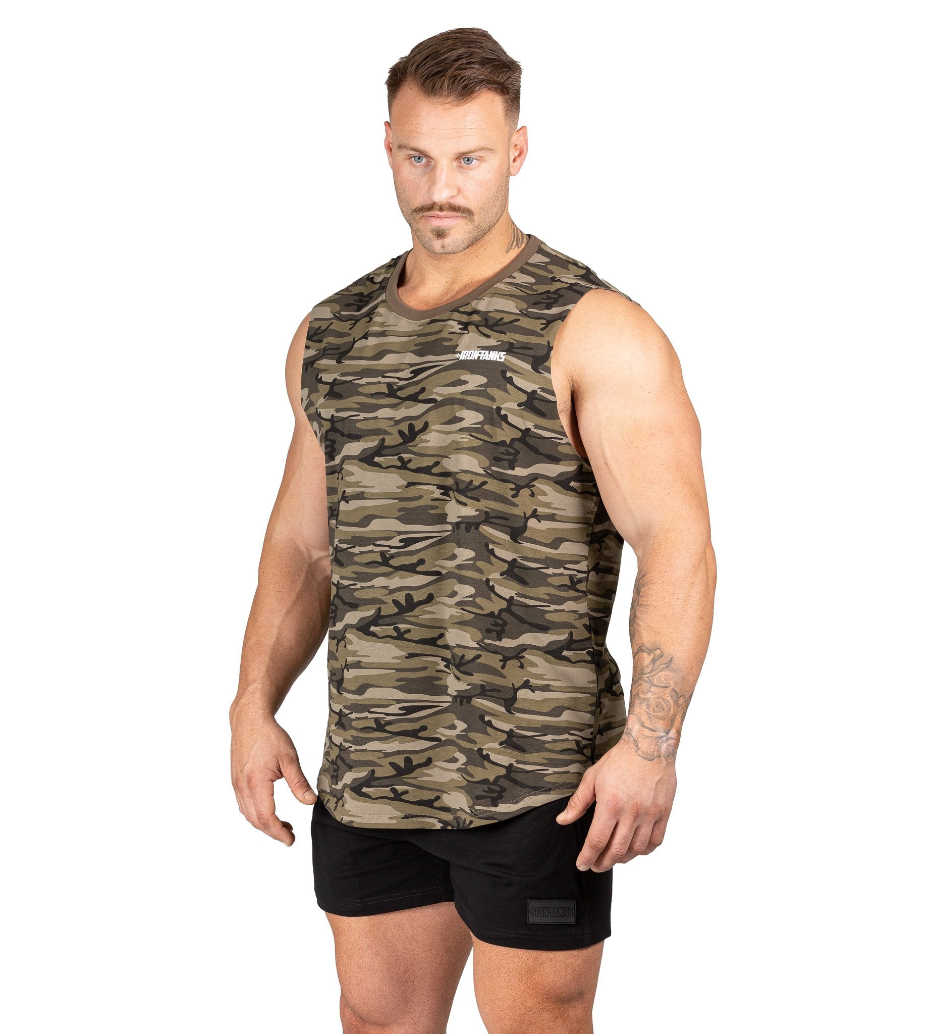 Mens Muscle Tank Camo Gym Bodybuilding Workout Singlet | Iron Tanks