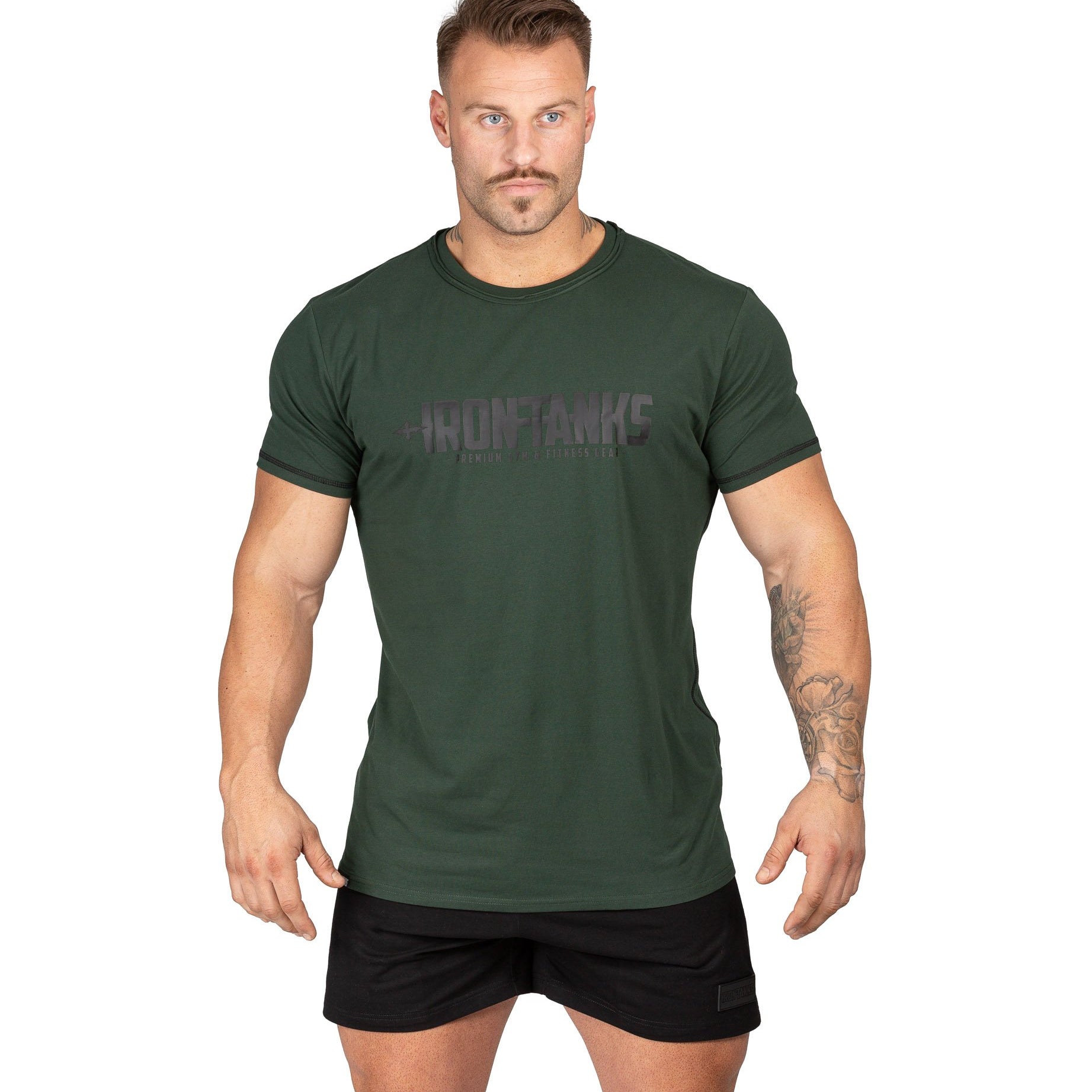 Mens Muscle Tee Bodybuilding Workout Gym Green Khaki | Iron Tanks