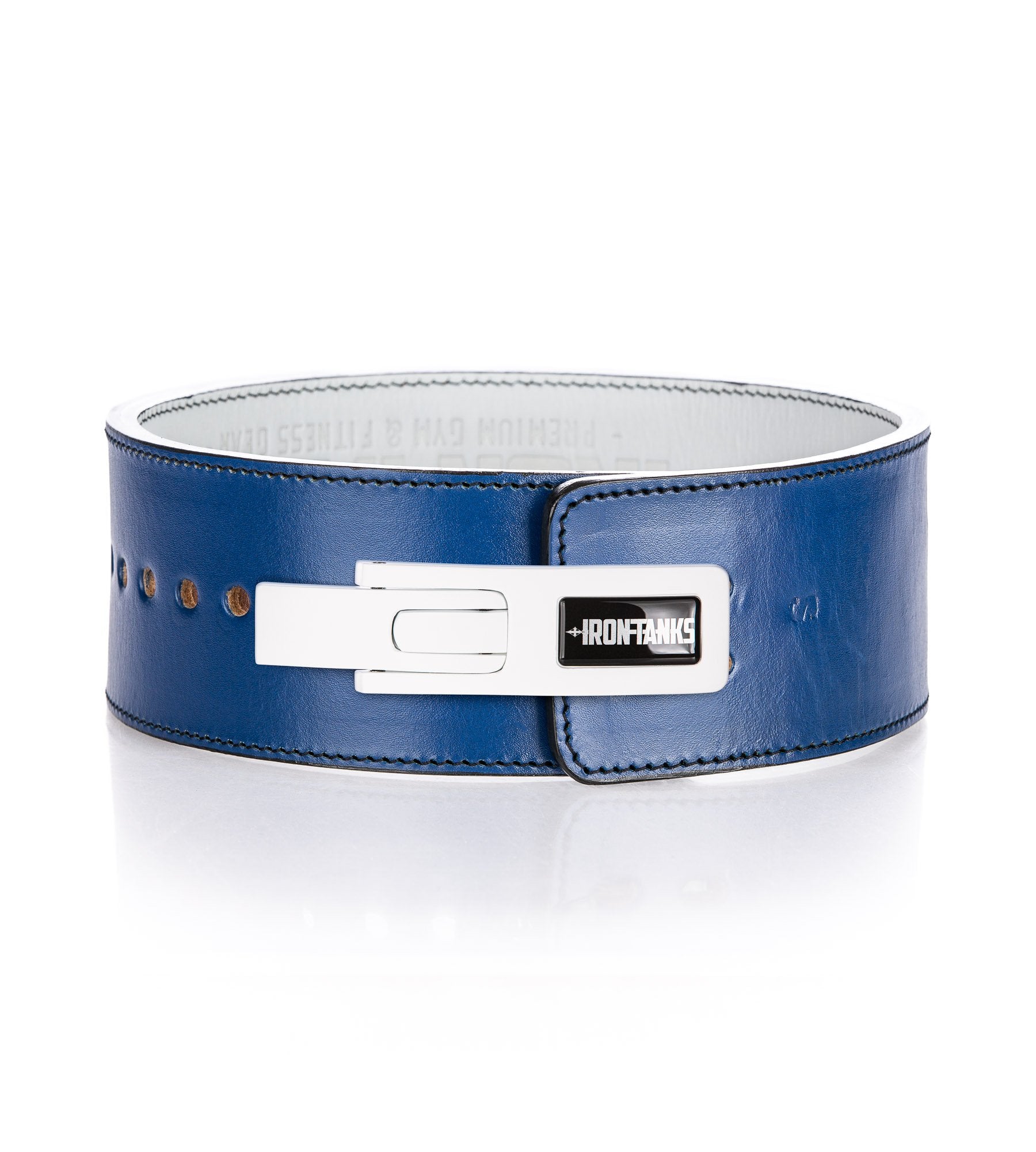 Quake 13mm Lever Powerlifting Belt Blue Gym Squat Deadlifts Iron Tanks