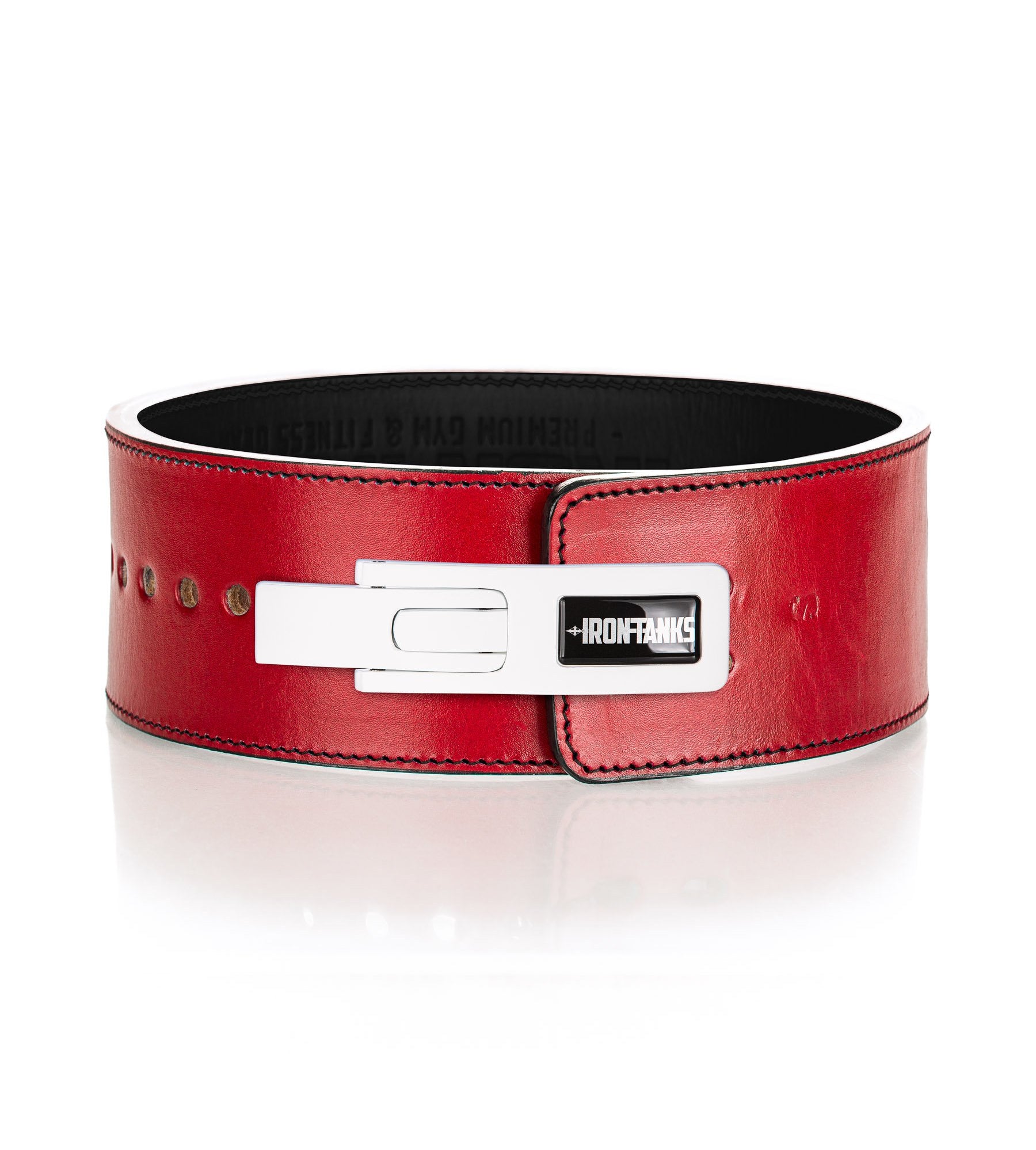 Quake 13mm Lever Powerlifting Belt Red Gym Weightlifting Iron Tanks