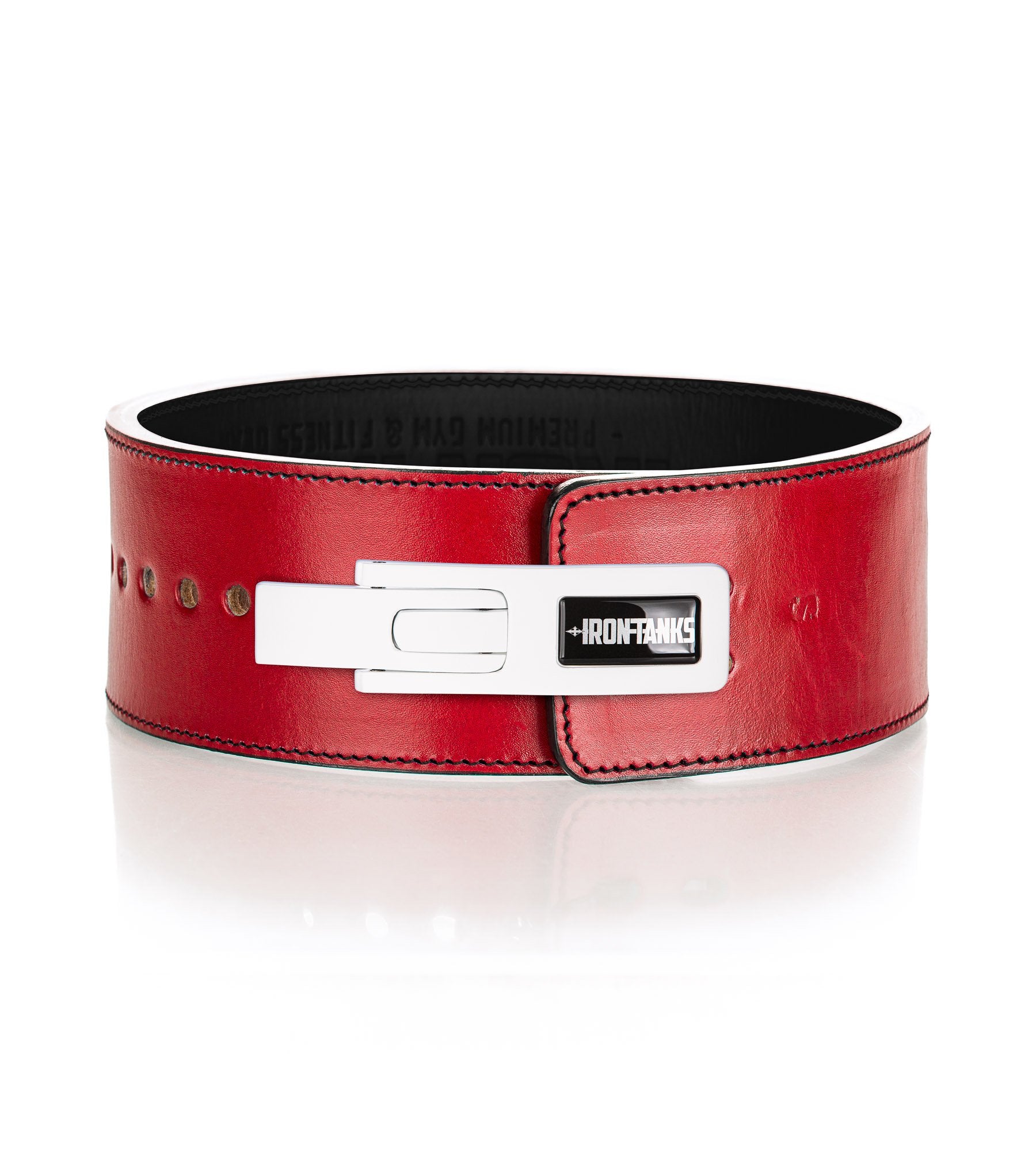 Quake 13mm Lever Powerlifting Belt Red Gym Weightlifting Iron Tanks