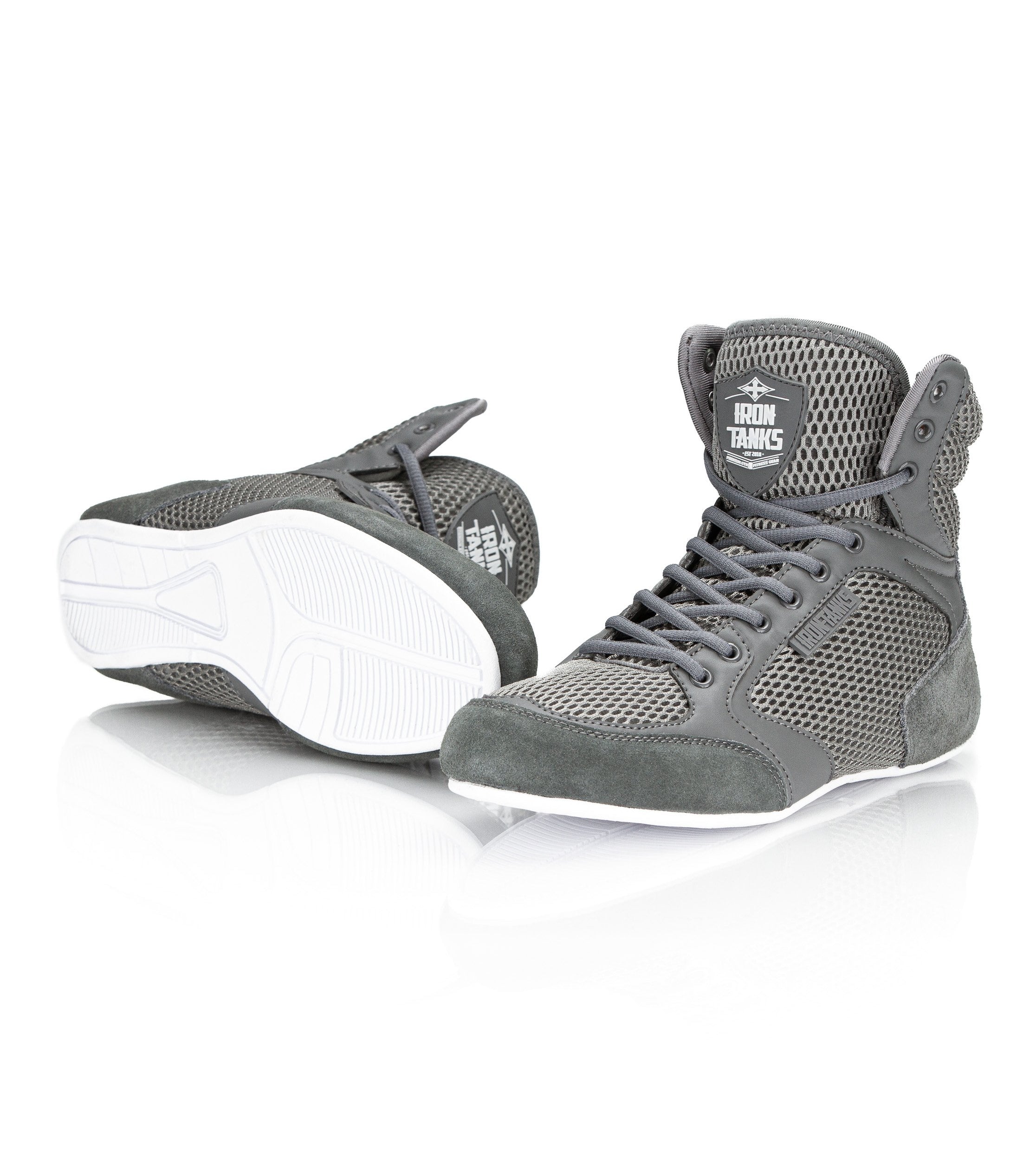 Titan III Gym Shoes Grey Bodybuilding Powerlifting Flat | Iron Tanks