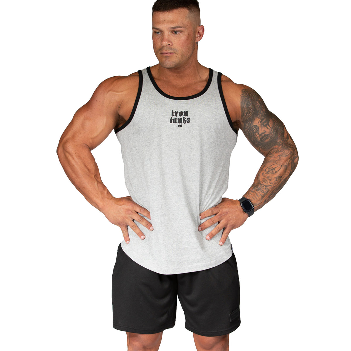 Heritage Tank - Grey | Racerback Gym Bodybuilding Singlet Top Workout ...