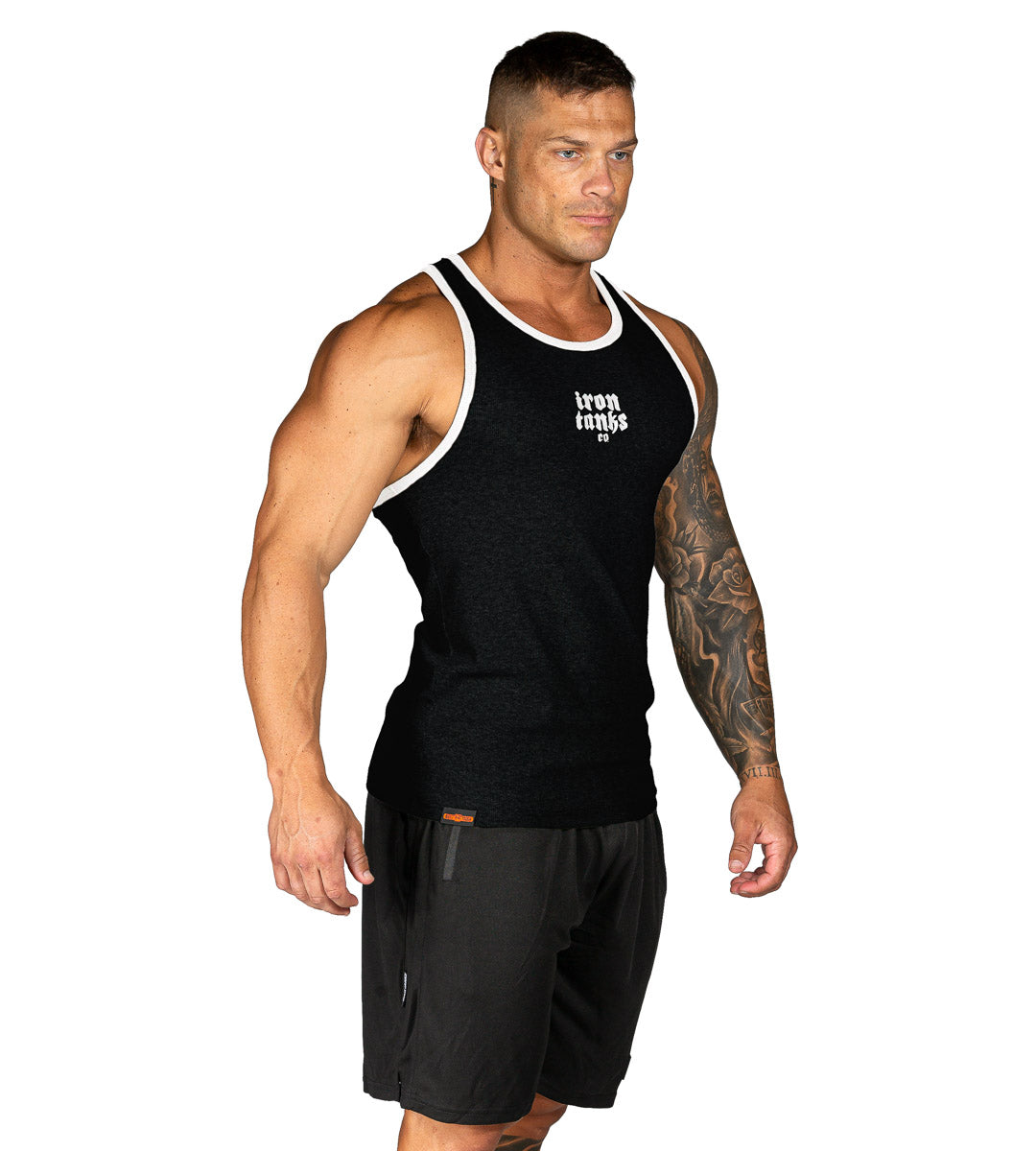 Race Back Rib Tank Ribbed Racerback Tank - Black | Fitted Bodybuilding Singlet Iron Tanks