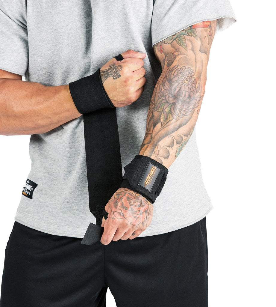 Bolster Wrist Wraps Black | Gym Powerlifting Bodybuilding | Iron Tanks
