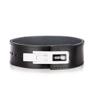 IPF 3 inch Lever Belt Black with matte white lever buckle made in USA