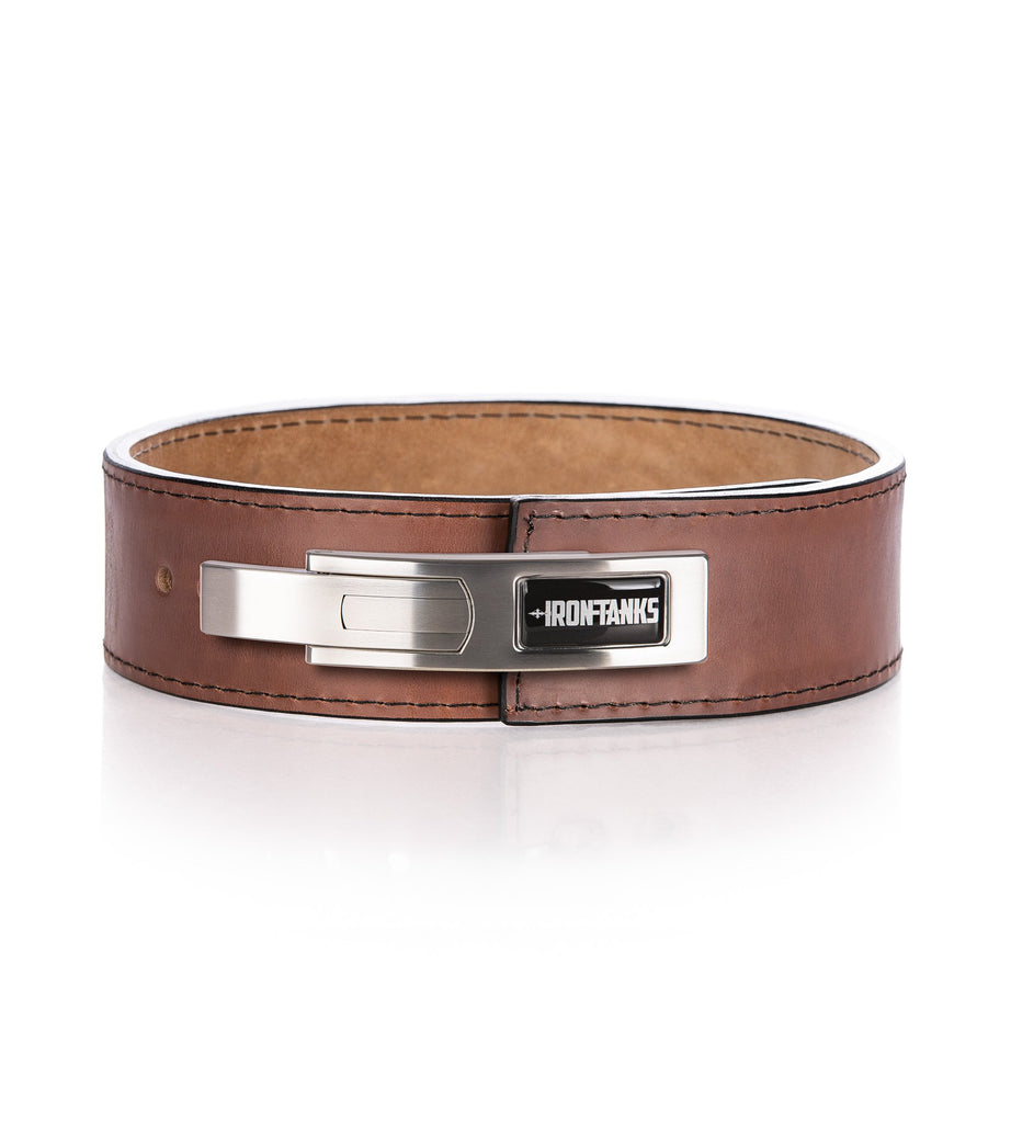 3" Tan Lever Belt in 10mm thickness. made in the USA. Stainless Steel Lever Buckle.