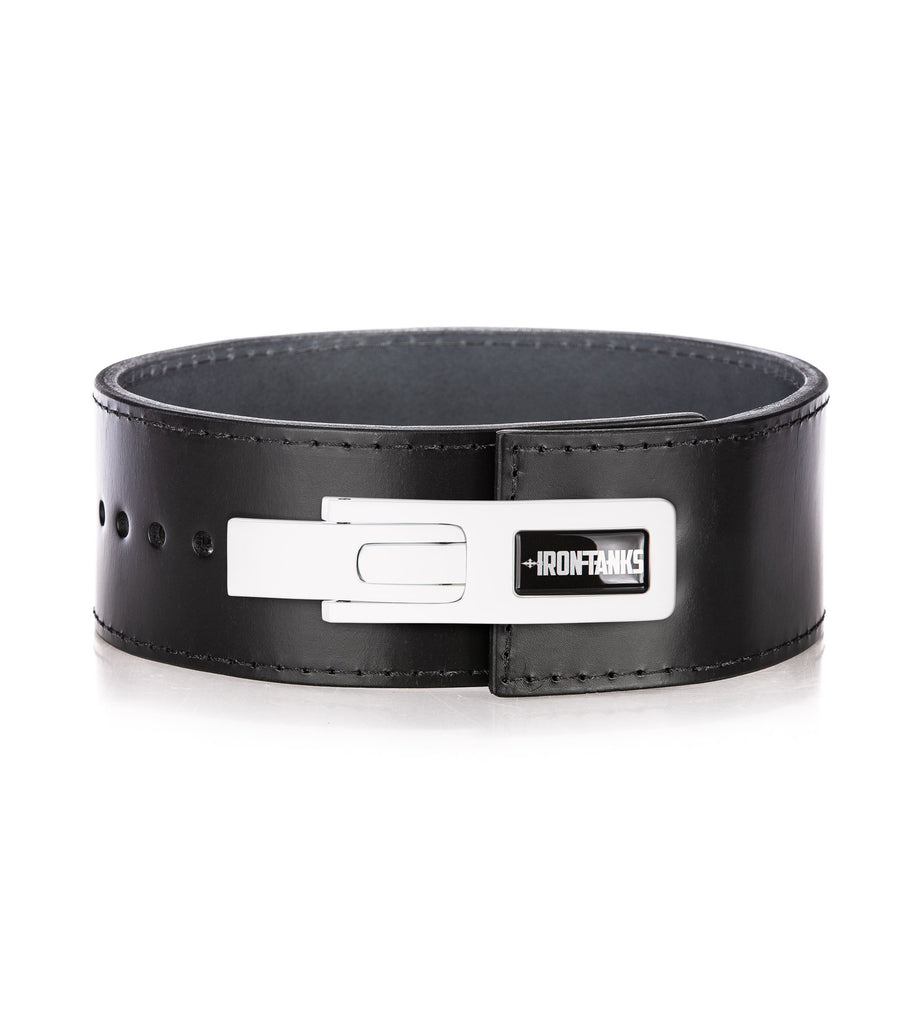 10mm IPF Black Lever Belt with matte white buckle USA made