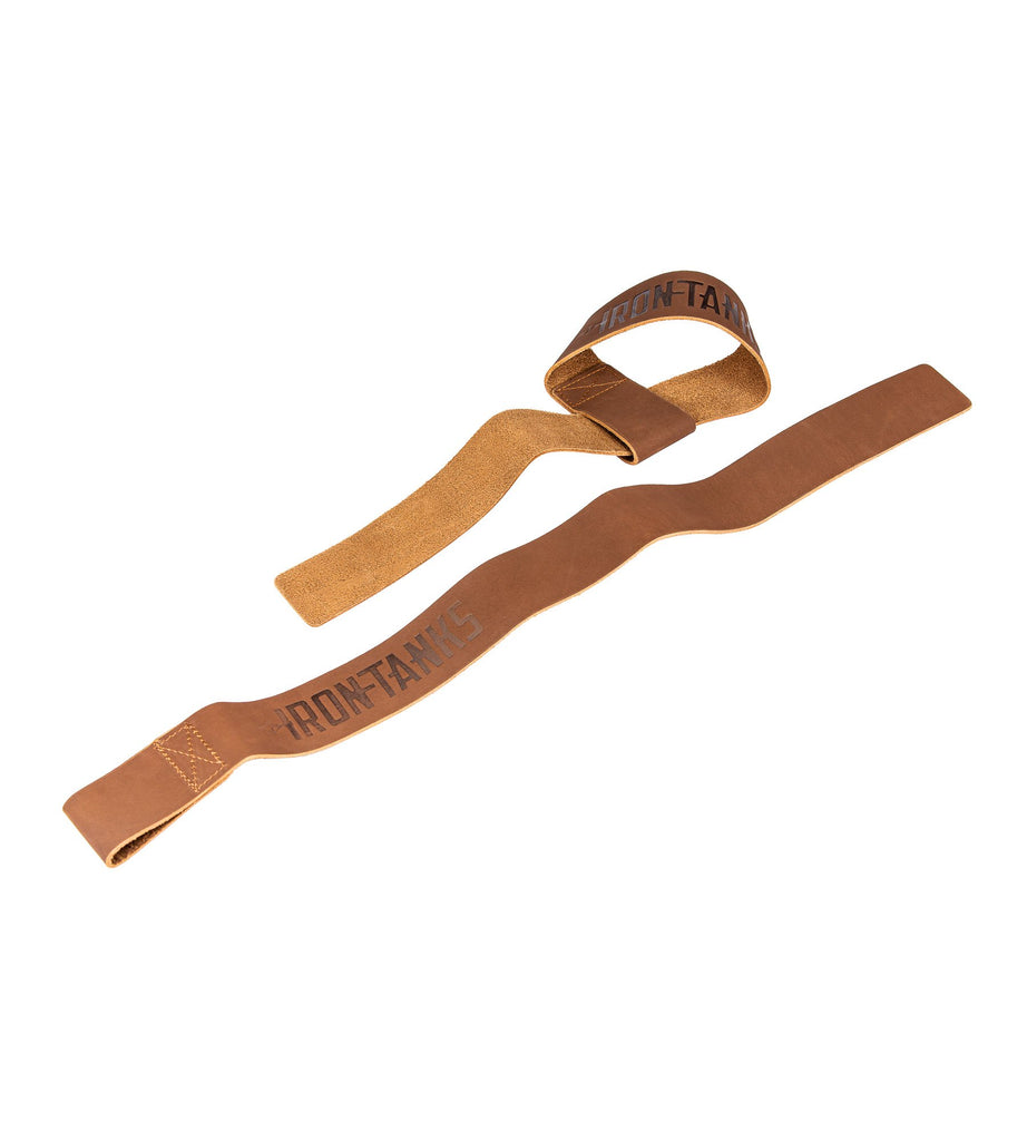 Iron Tanks Lifting Straps Heavy Leather Weightlifting Straps - Tan