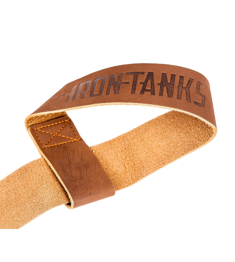 Leather Weightlifting Straps Tan Gym Workout Deadlift | Iron Tanks
