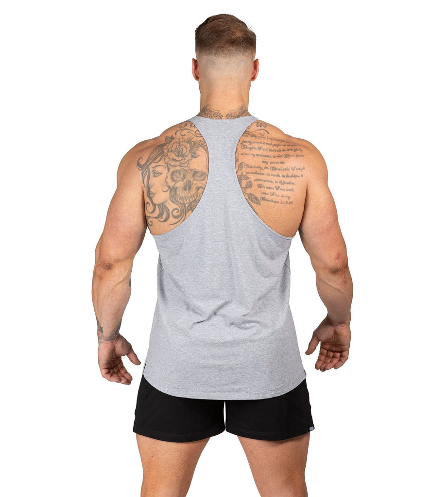 Men's Alpha T Back Bodybuilding Gym Singlet Marle Grey | Iron Tanks