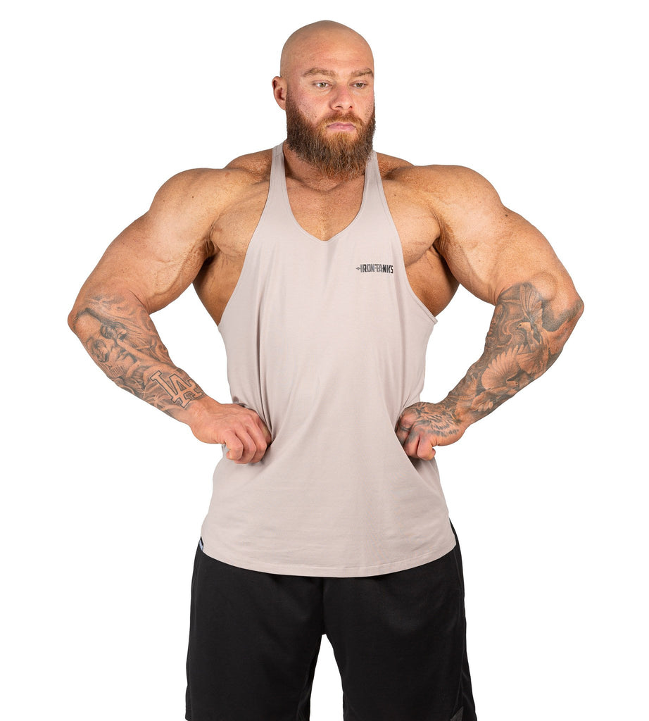 Men's Alpha T Back Gym Bodybuilding Lifters Singlet Bone | Iron Tanks