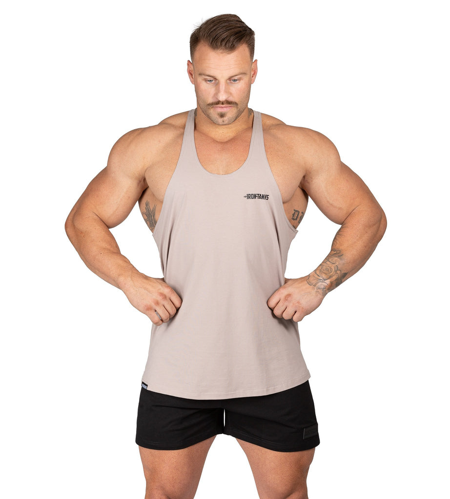 Men's Alpha T Back Gym Bodybuilding Lifters Singlet Bone | Iron Tanks