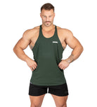 Men's Alpha T Back Gym Bodybuilding Razorback Khaki Green | Iron Tanks