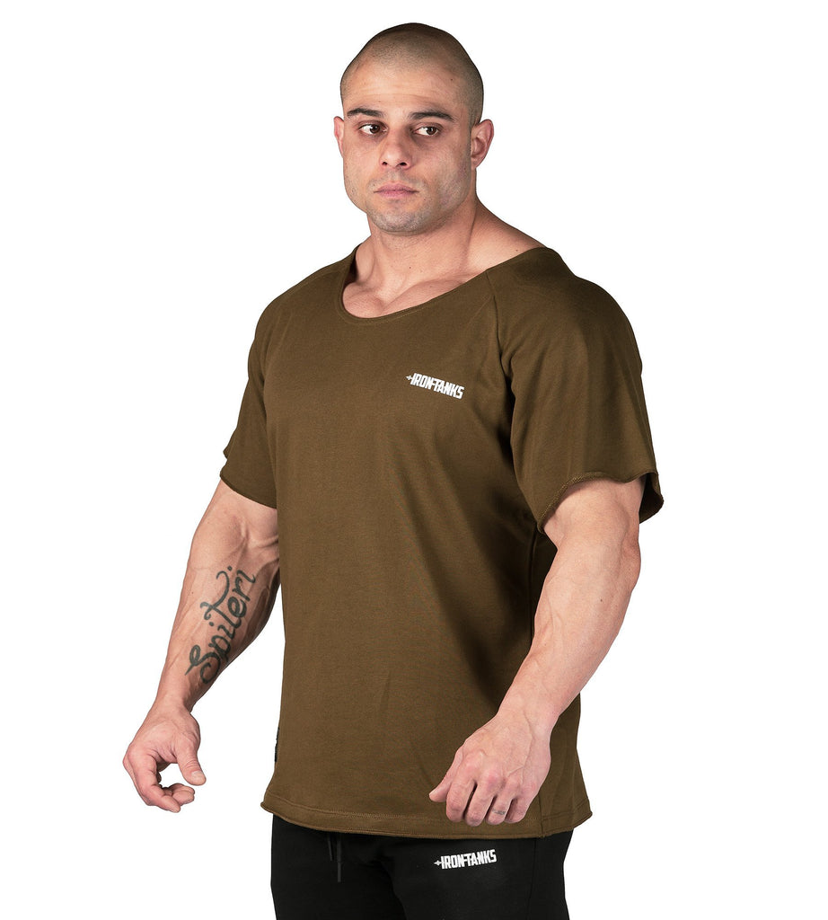 Men's BFG Heavy Rag Top Army Green Gym Shirt Workout | Iron Tanks
