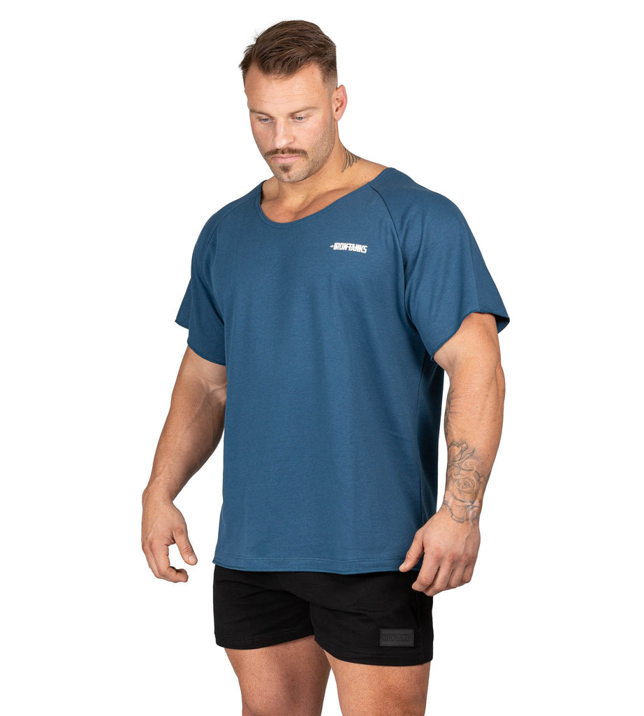 Men's BFG Heavy Rag Top Blue Gym Bodybuilding T-Shirt | Iron Tanks