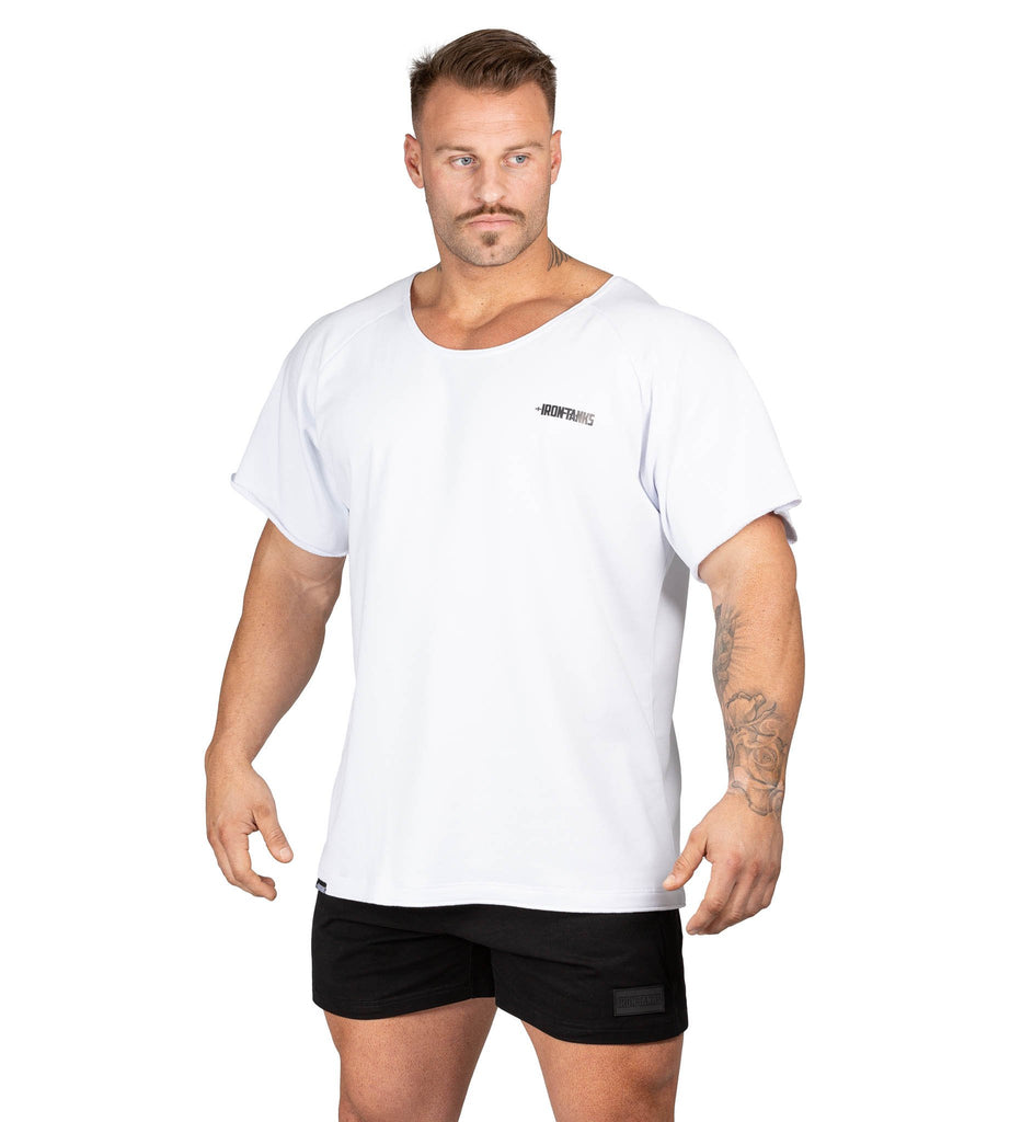 Men's BFG Heavy Rag Top White Gym Shirt Powerlifting | Iron Tanks