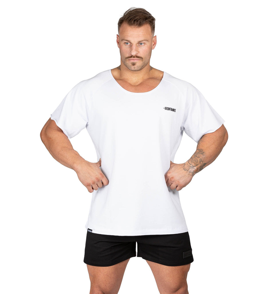 Men's BFG Heavy Rag Top White Gym Shirt Powerlifting | Iron Tanks