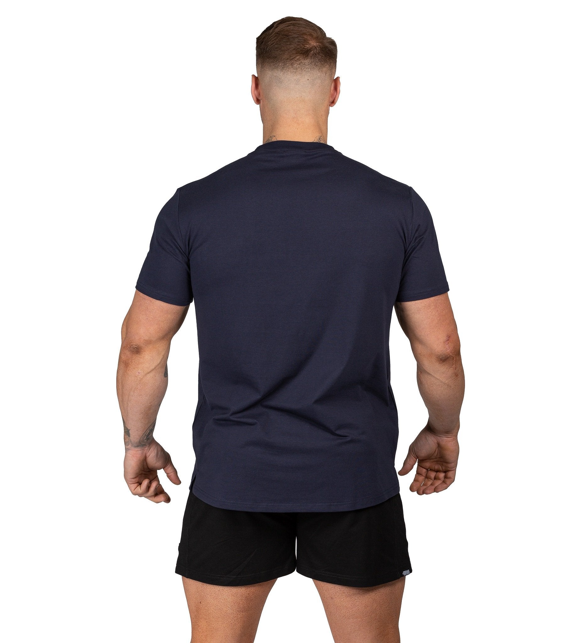 Men's Gym Tee Bodybuilding Workout Shirt Training Navy Blue Iron Tanks