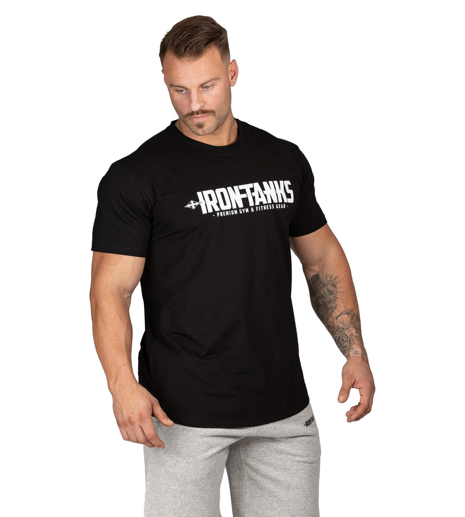 Men's Gym Tee Bodybuilding Workout T-Shirt Top Black | Iron Tanks
