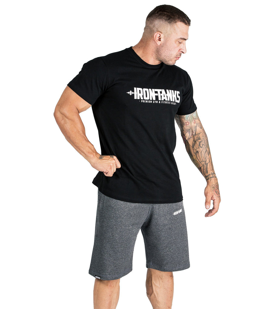 Men's Gym Tee Bodybuilding Workout T-Shirt Top Black | Iron Tanks
