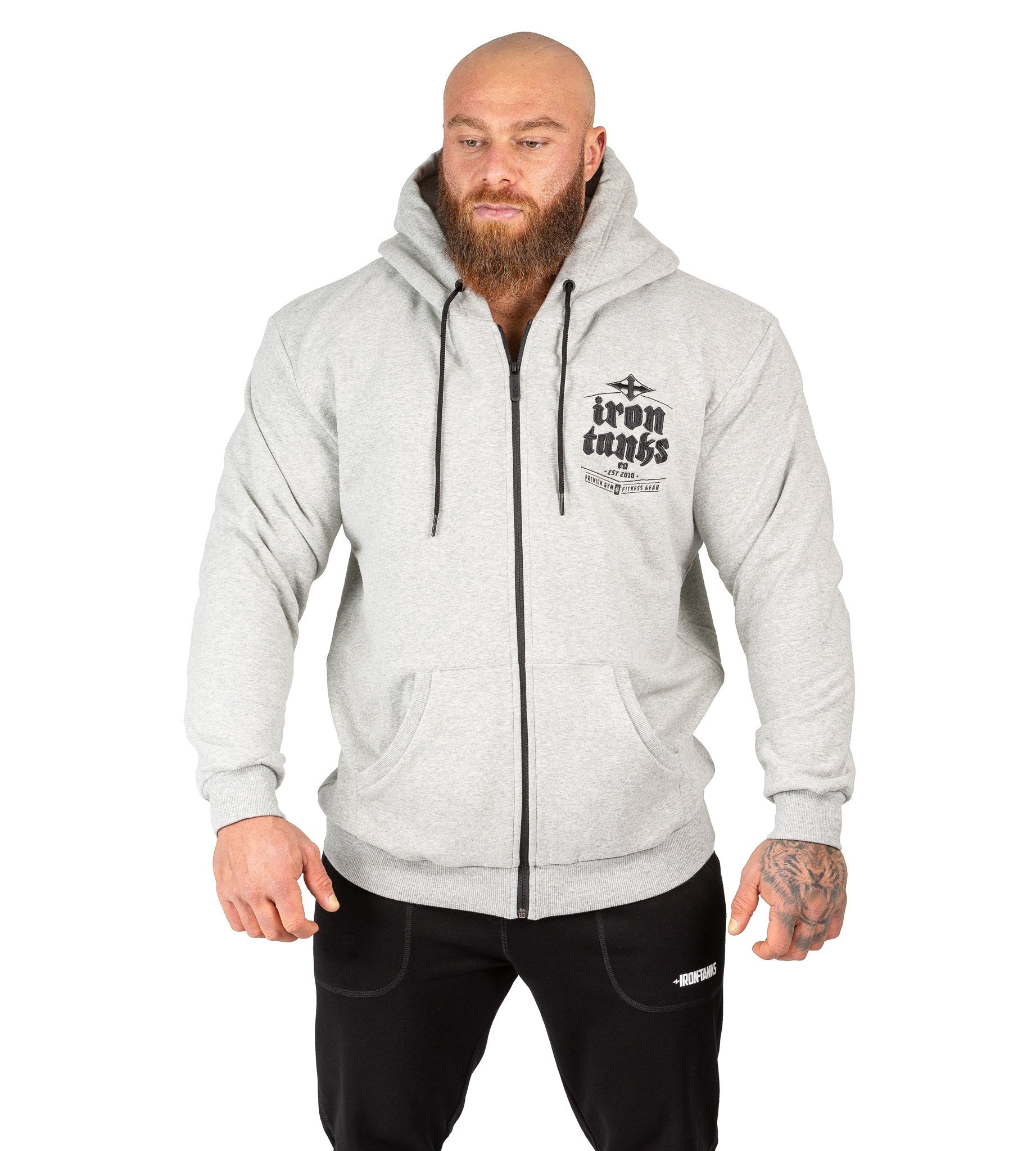 Men's Hulk Fleece Zip Hoodie V2 Grey Bodybuilding Workout | Iron Tanks