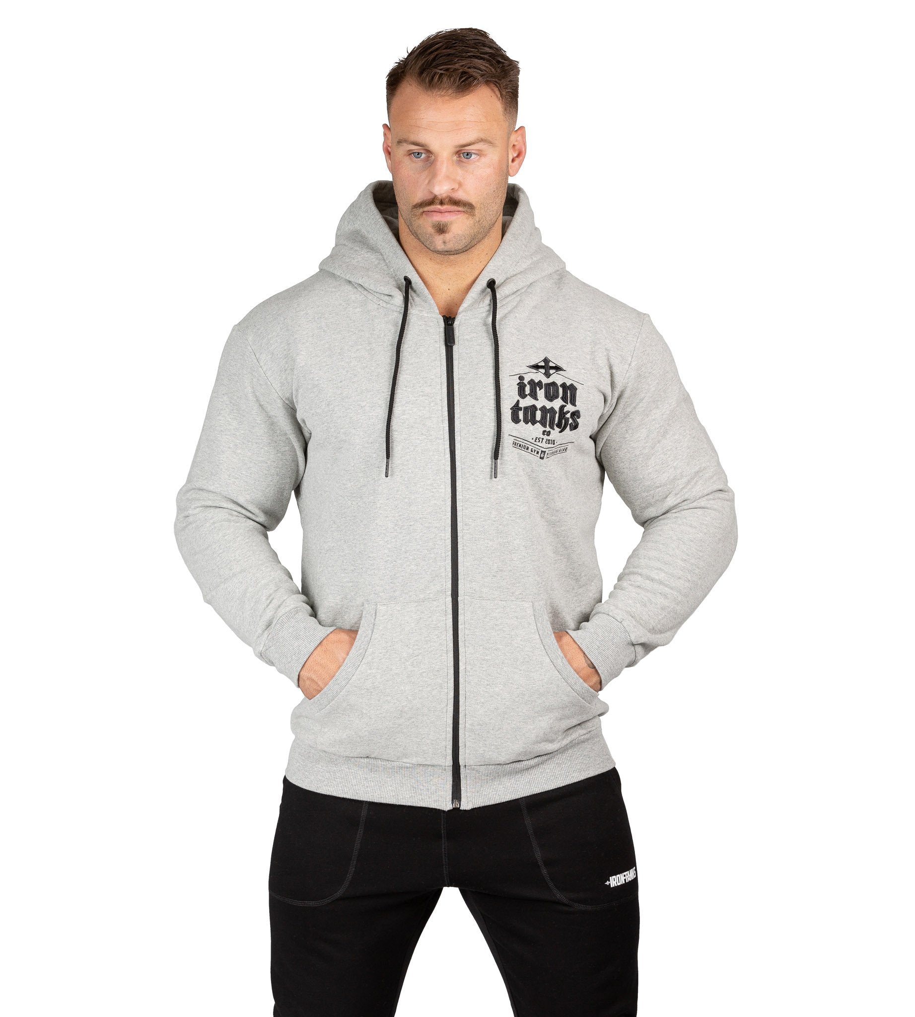 Men's Hulk Fleece Zip Hoodie V2 Grey Bodybuilding Workout | Iron Tanks