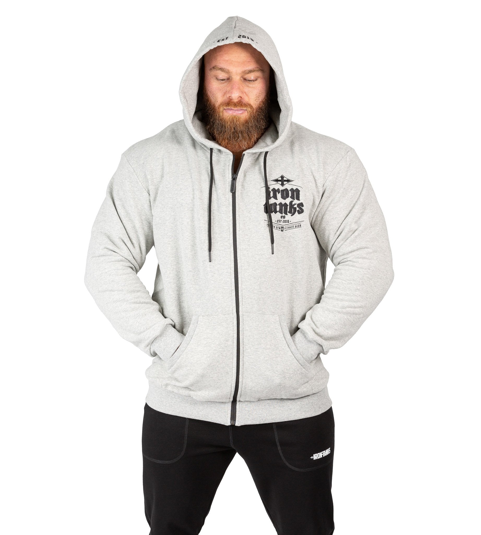 Men's Hulk Fleece Zip Hoodie V2 Grey Bodybuilding Workout | Iron Tanks