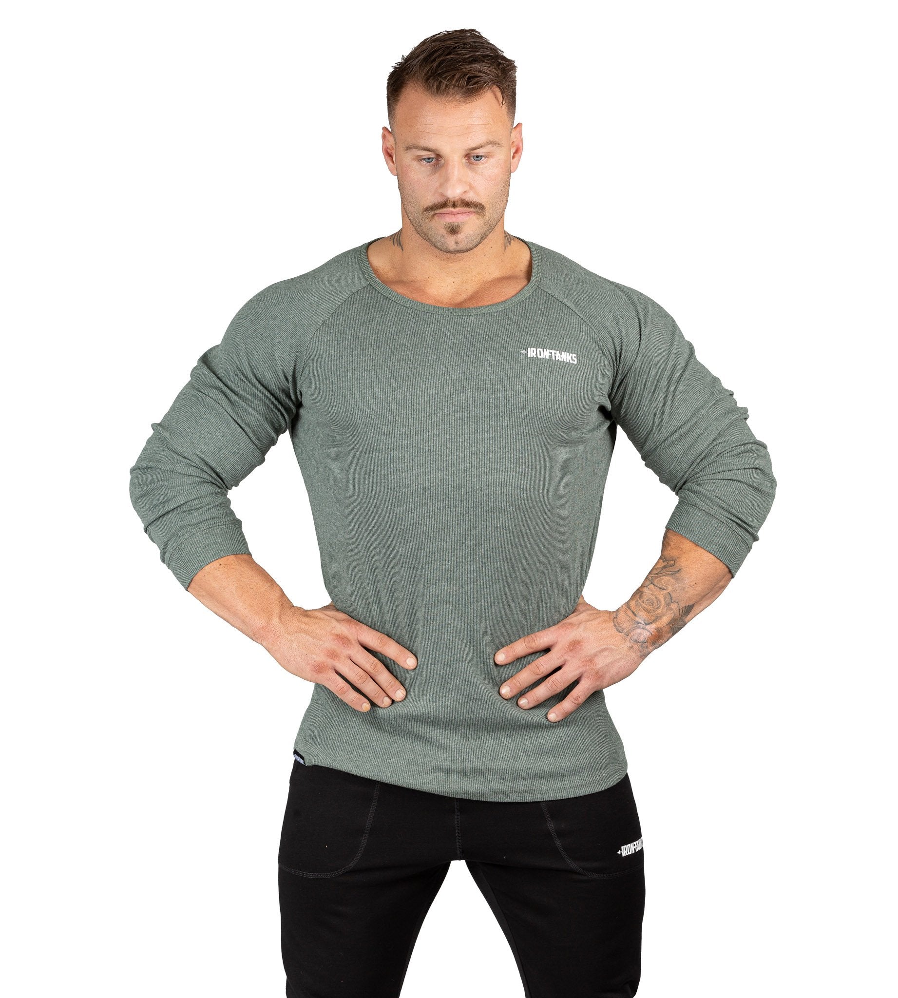 Men's Hulk Long Sleeve Top Green Gym Bodybuilding Shirt | Iron Tanks