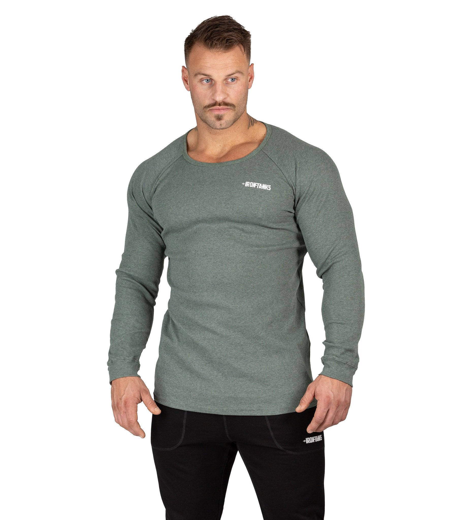 Men's Hulk Long Sleeve Top Green Gym Bodybuilding Shirt | Iron Tanks