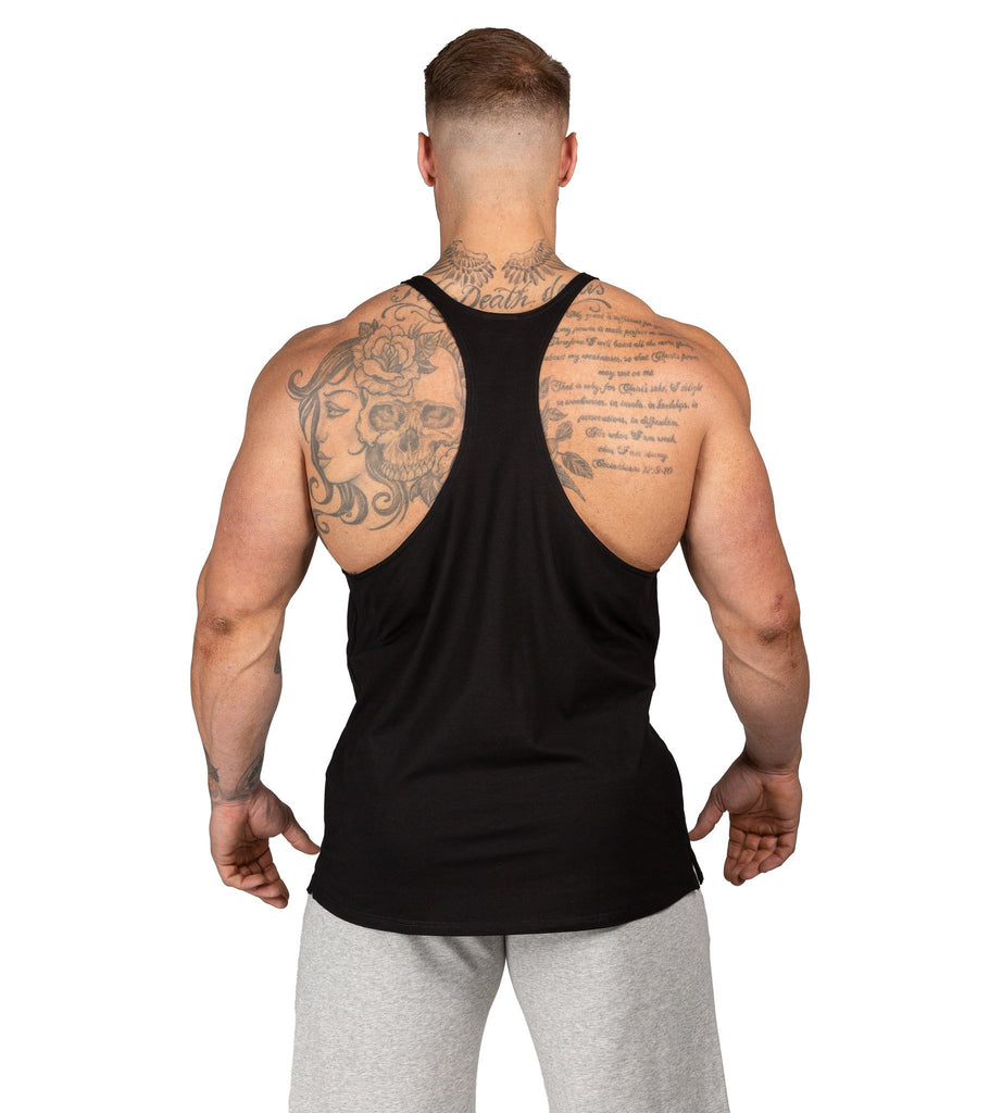 Men's Marauder Stringer Bodybuilding Gym Singlet Black | Iron Tanks
