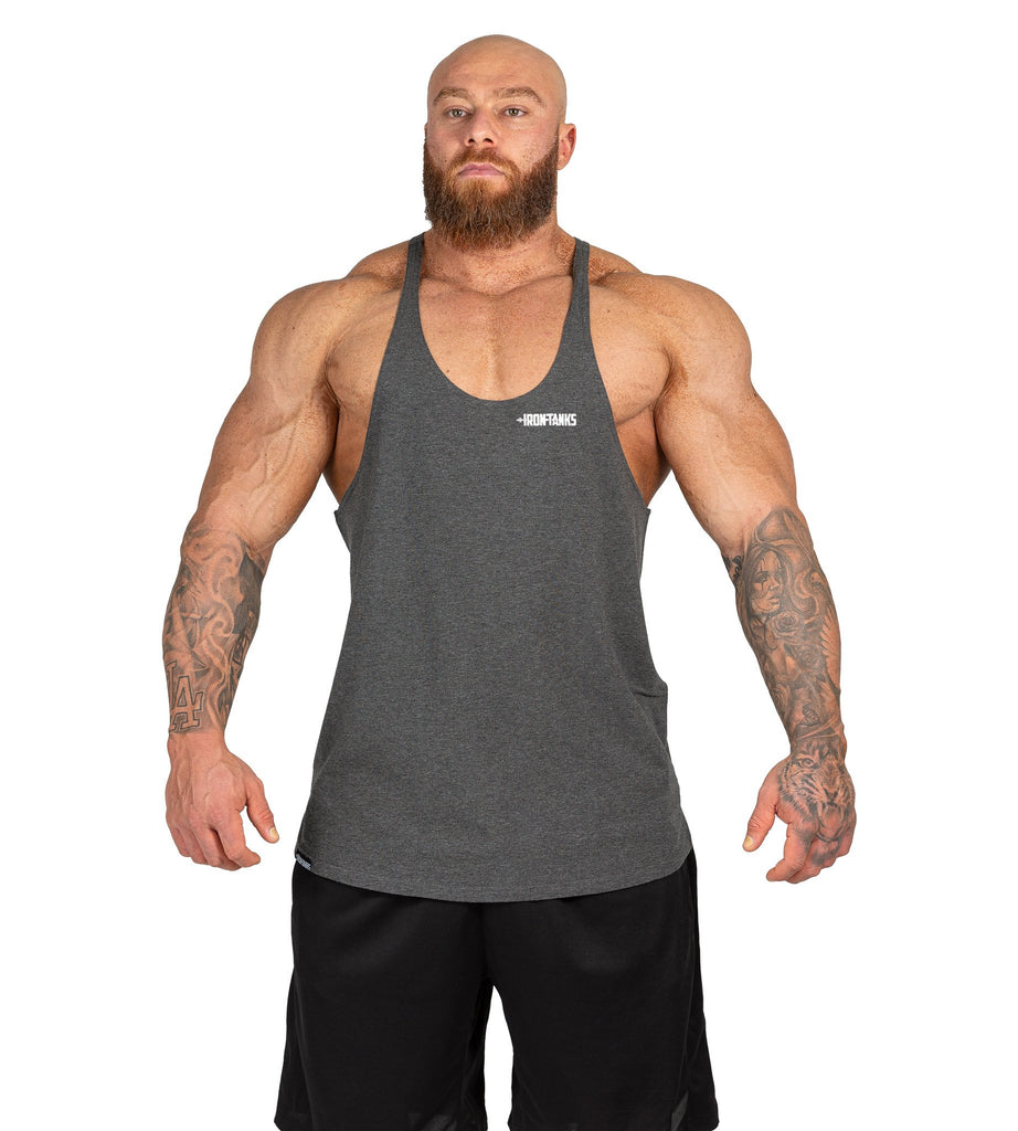 Men's Marauder Stringer Bodybuilding Gym Singlet Charcoal | Iron Tanks