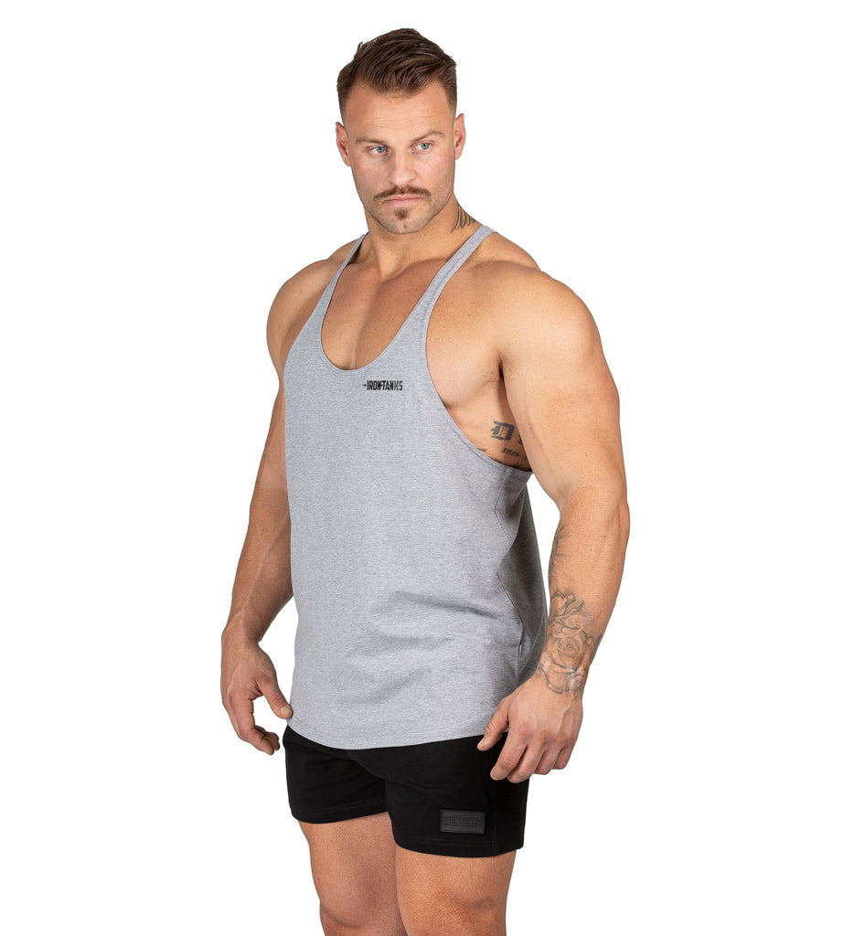 Men's Marauder Stringer Bodybuilding Gym Singlet Top Grey | Iron Tanks