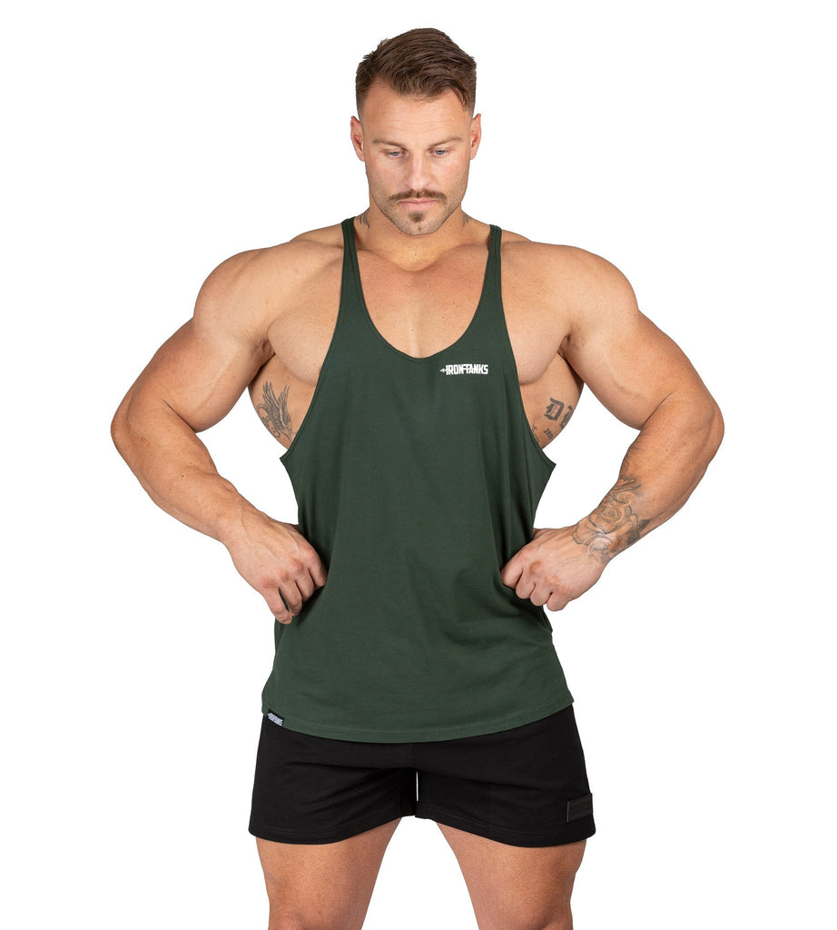 Men's Marauder Stringer Singlet Green Gym Bodybuilding | Iron Tanks