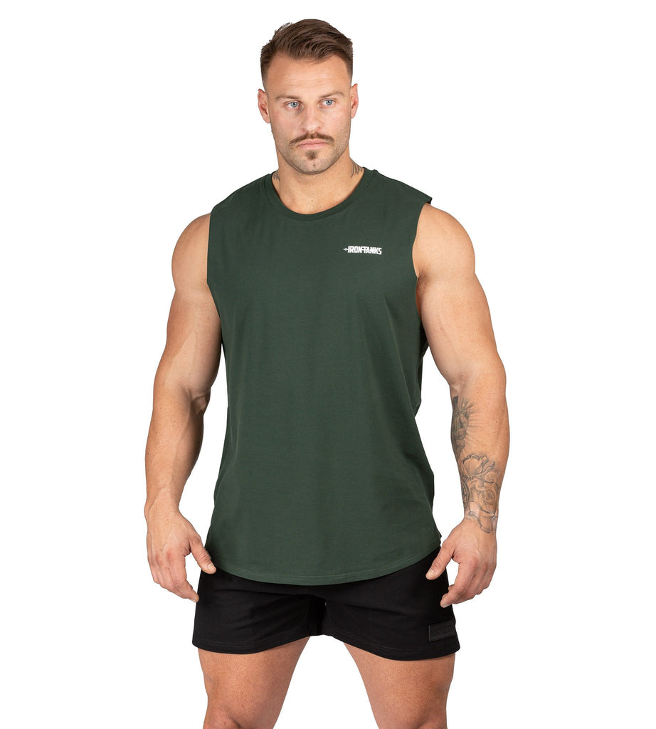 Mens Muscle Gym Singlet Tank Bodybuilding Shirt Khaki Green Iron Tanks