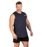 Mens Muscle Gym Singlet Tank Bodybuilding Workout Navy Blue Iron Tanks